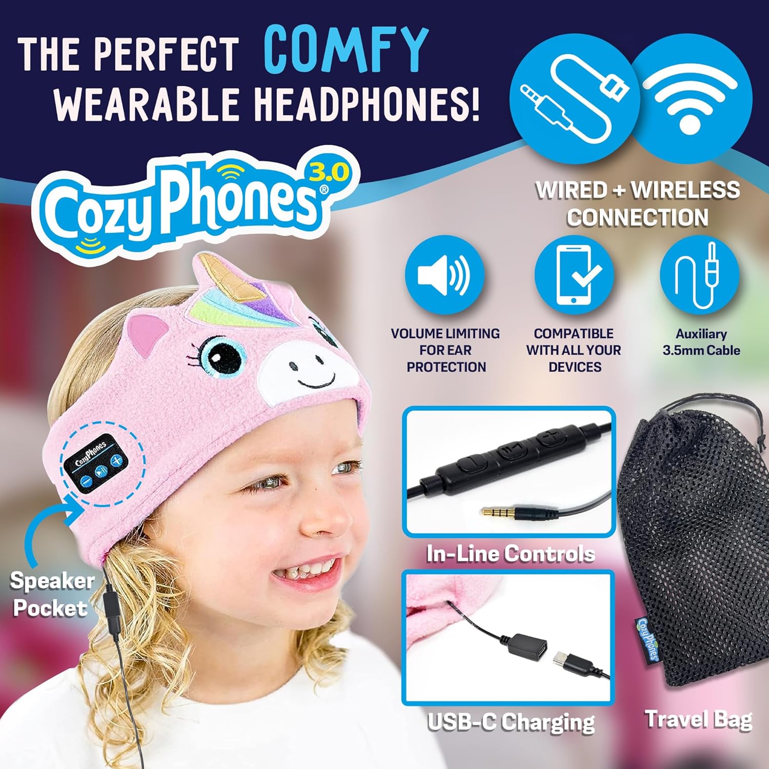 Auriculares inalámbricos para niños pequeños  para niñas y niños de 2 años  Auriculares con diadema para avión  Auriculares suaves seguros para