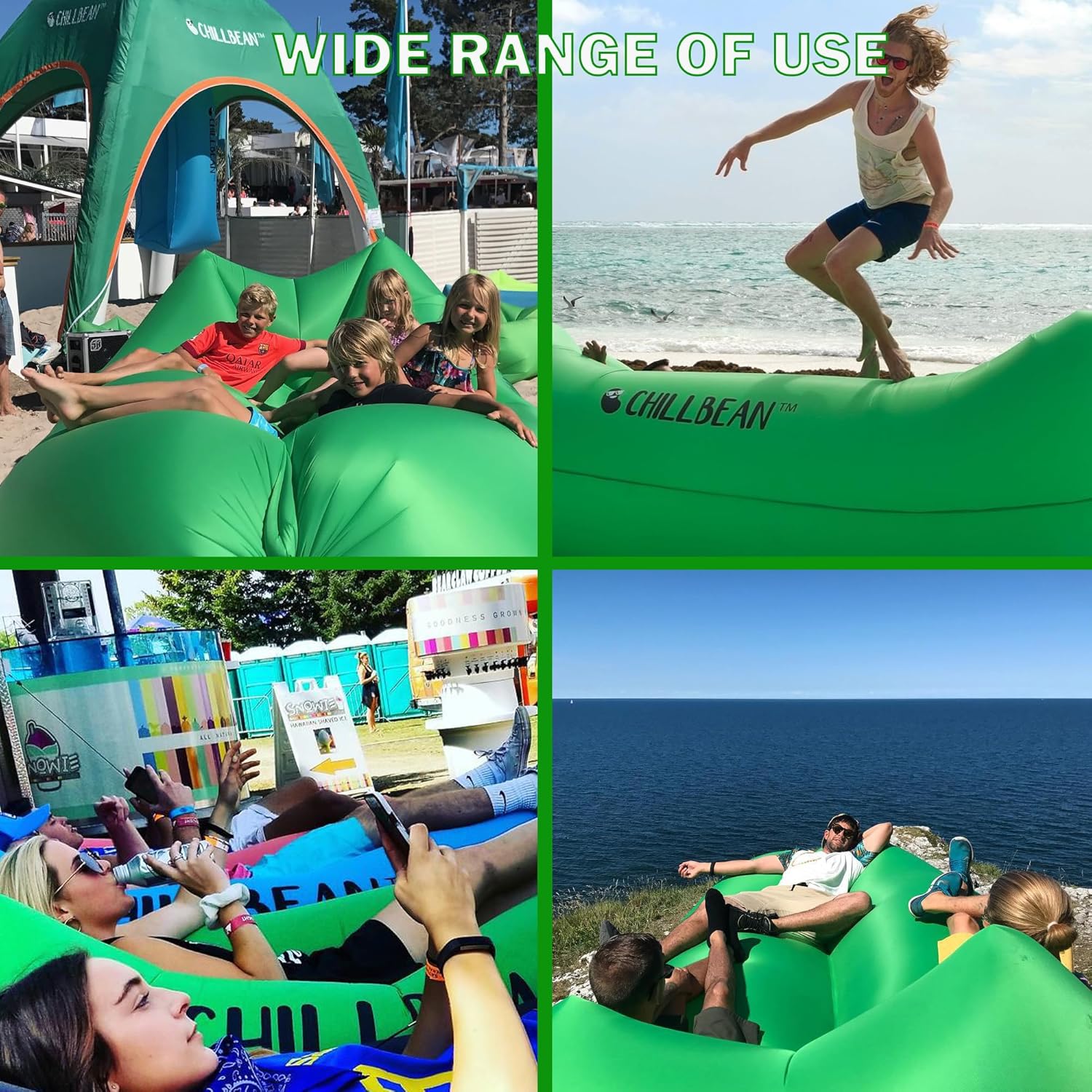 CHB-1 – Tumbona inflable, tumbona inflable con almohada, sofá inflable de playa, sofá de nailon de una sola capa antifugas para campamento al aire
