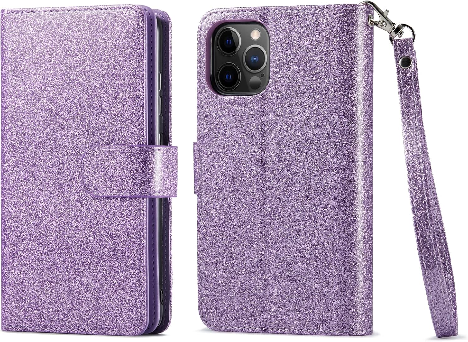 Varikke Funda tipo cartera para iPhone 11 Pro Max, funda magnética desmontable para mujer con tarjetero y soporte y correa para la muñeca, se adapta
