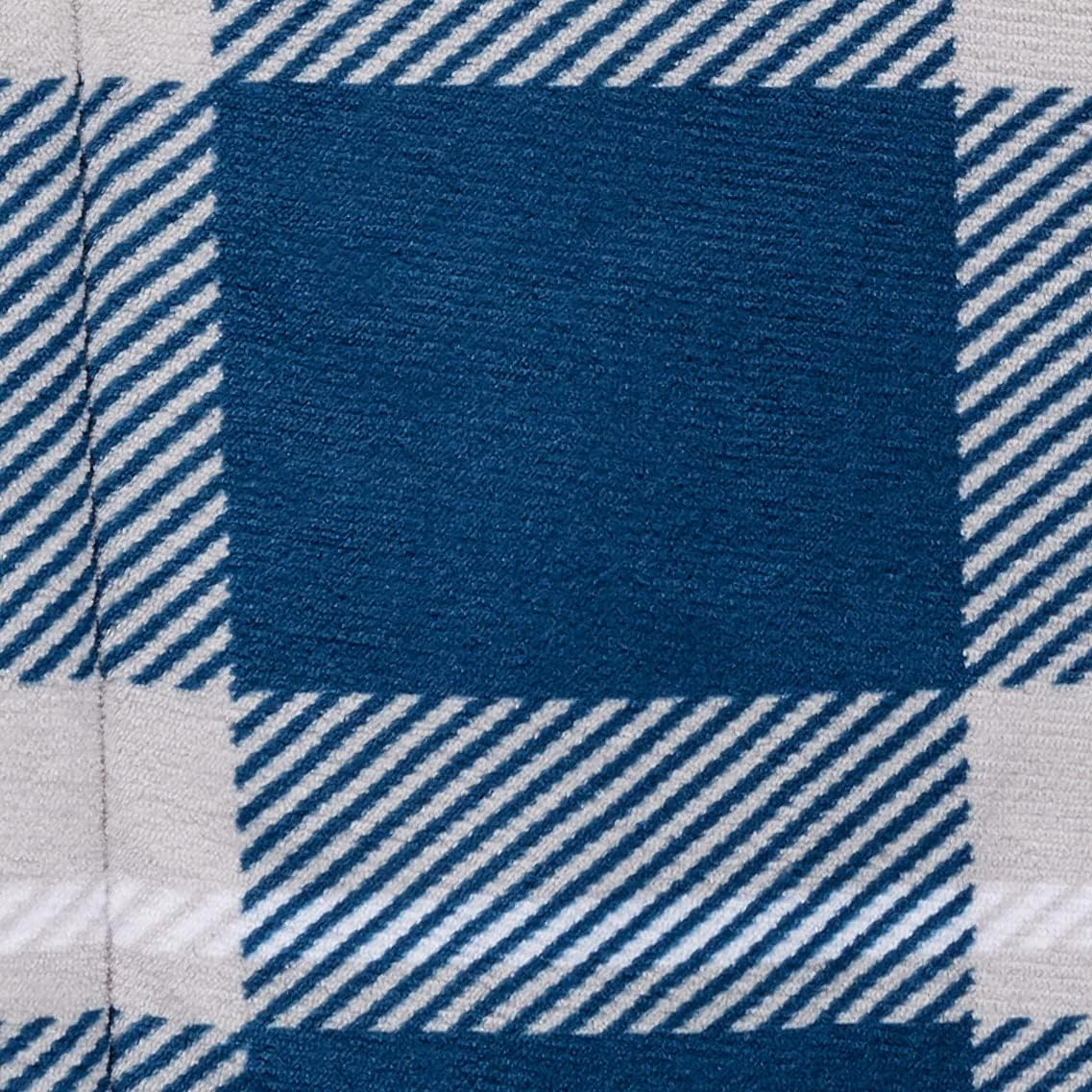 Tienda Basics Juego de cama ultrasuave de 3 piezas de microvisón sherpa, matrimonialqueen, cuadros azul marino