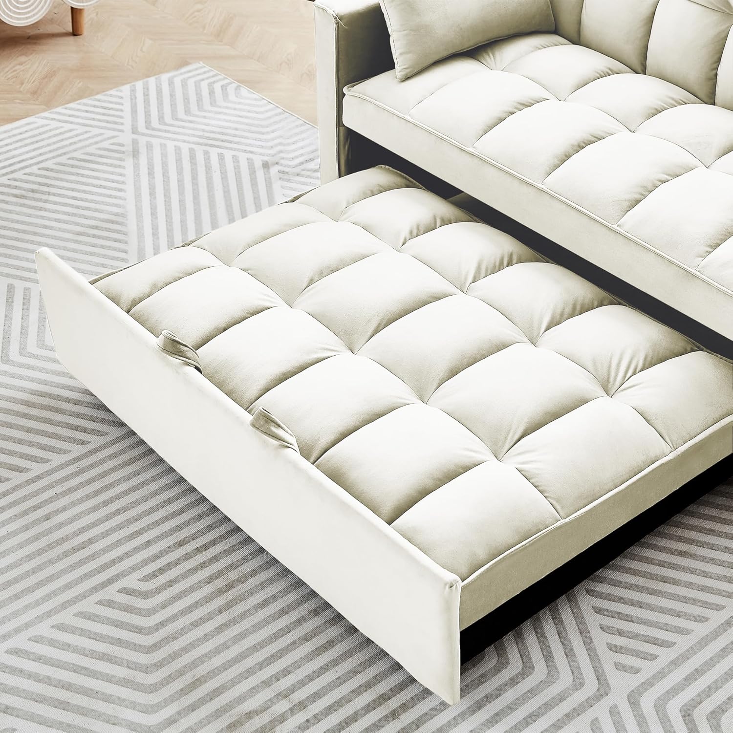 LUMISOL Sofá cama convertible moderno de terciopelo de 55.2 pulgadas, sofá cama multifuncional 3 en 1, cama extraíble, sofá biplaza con respaldo