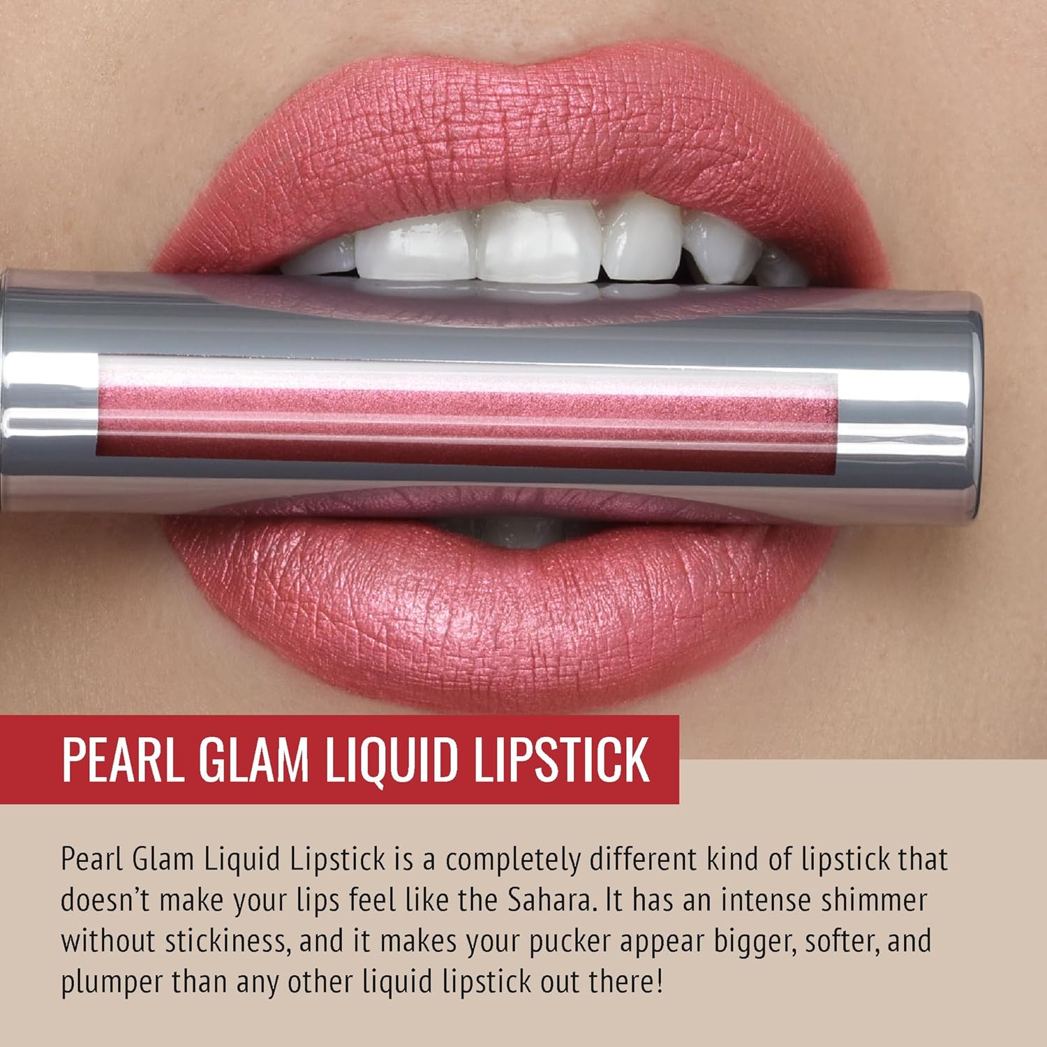 Runway Rogue Pearl Glam – Lápiz labial líquido de larga duración, color rosa coral con brillo plateado y dorado, ‘Starlet’