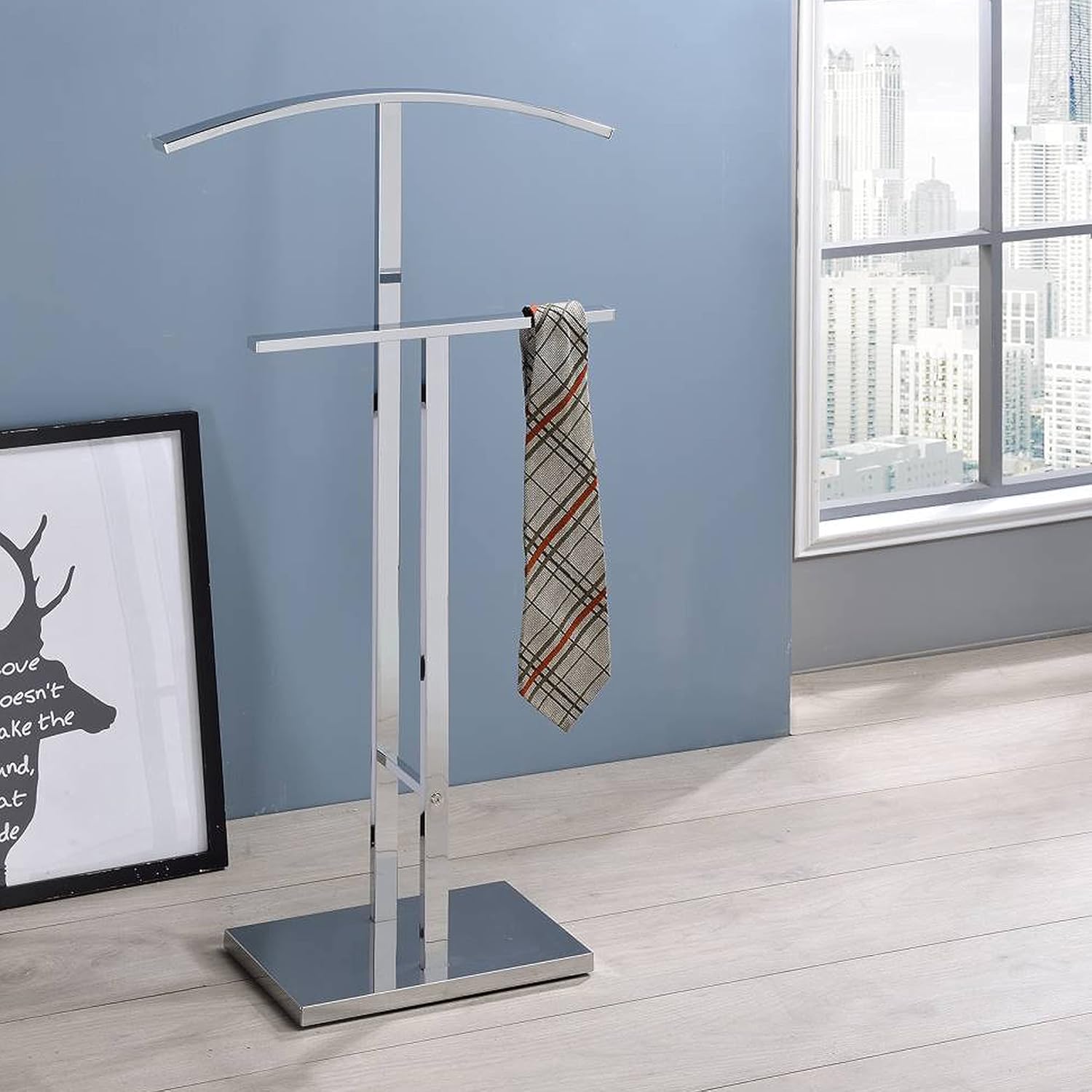Kings Brand Furniture – Soporte de valet de metal con acabado cromado Dossi