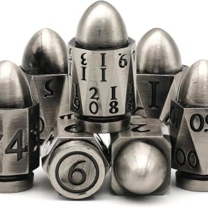 Dados de bala para Calabozos y Dragones, juego de dados de metal D y D poliédricos D y D para juegos de rol, dados Cyberpunk únicos para temas de Dados de bala para Calabozos y Dragones, juego de dados de metal D y D poliédricos D y D para juegos de rol, dados Cyberpunk únicos para temas de