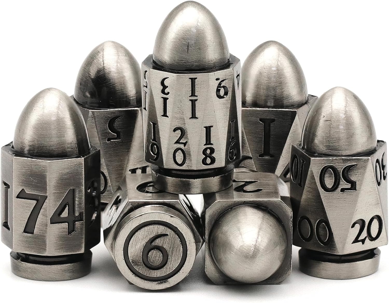 Dados de bala para Calabozos y Dragones, juego de dados de metal D y D poliédricos D y D para juegos de rol, dados Cyberpunk únicos para temas de