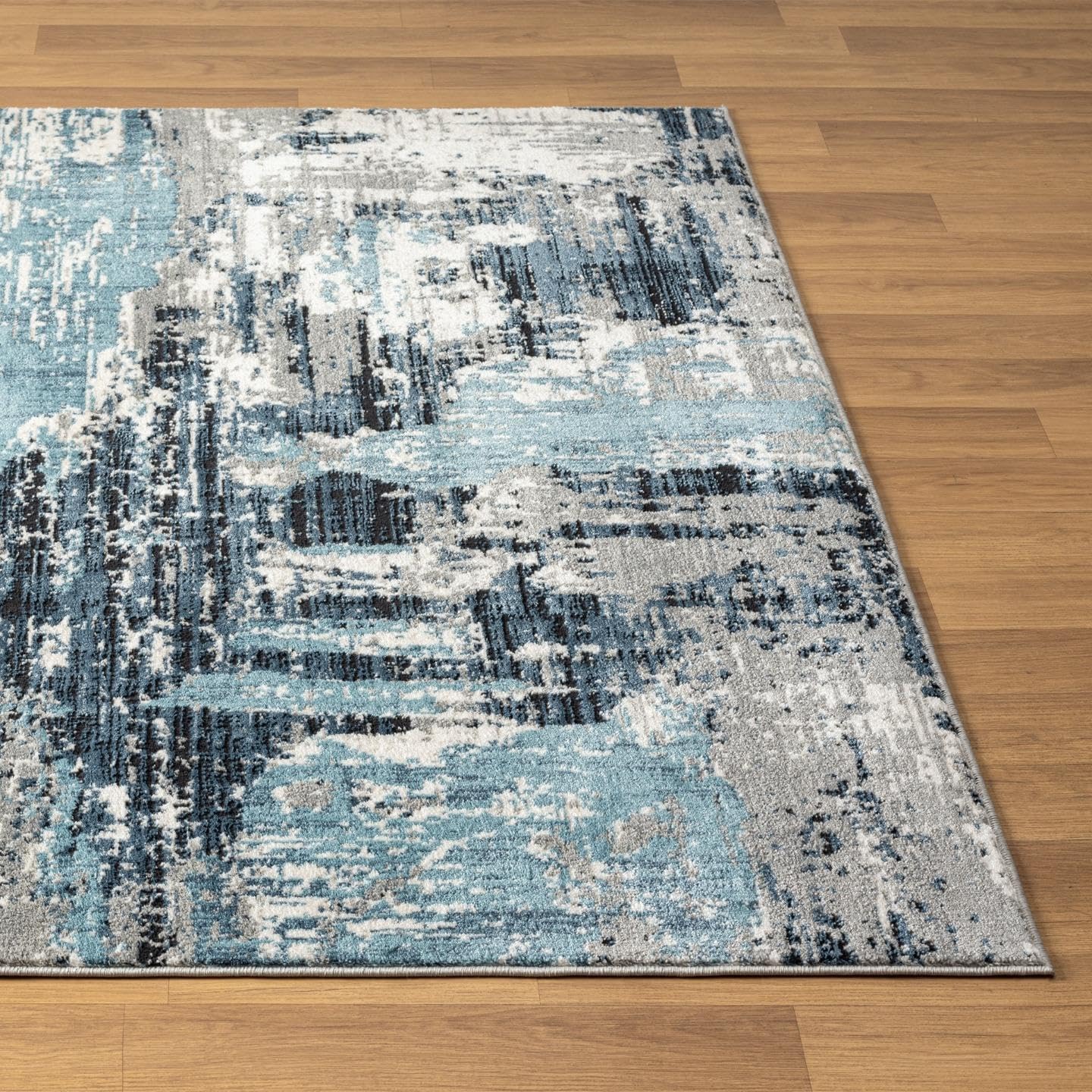 LUXE WEAVERS Alfombra abstracta azul envejecida de 4 x 5