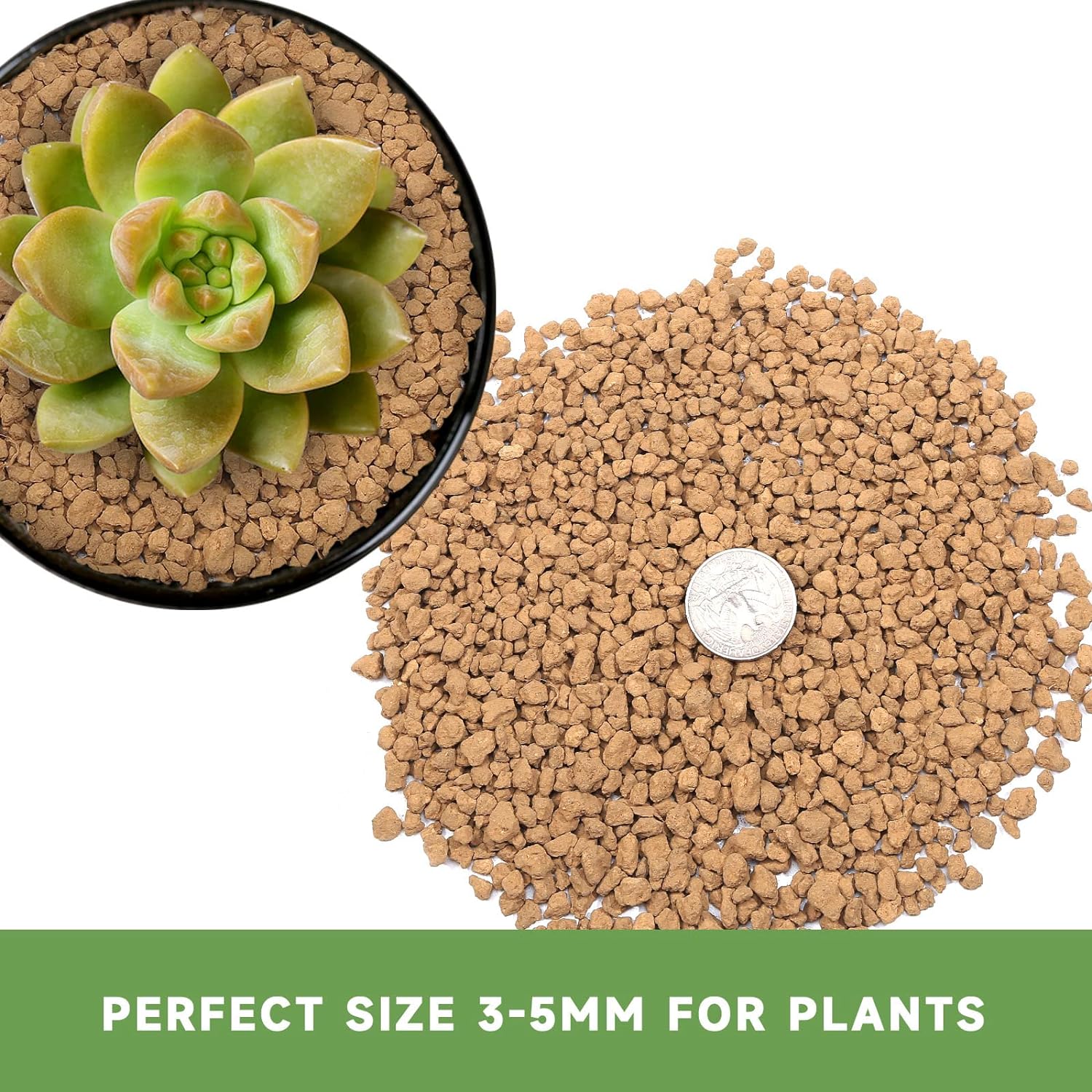 Tierra dura para bonsái Akadama de 5 libras de grano pequeño de 18-14 pulgadas para cactus, suculentas, plantas bonsái, enmienda del suelo, evita el