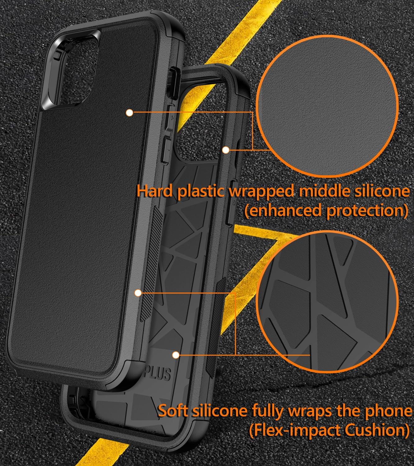 Diverbox Funda para iPhone 15 a prueba de golpes a prueba de caídas protector de pantalla de vidrio templado, funda de protección resistente para