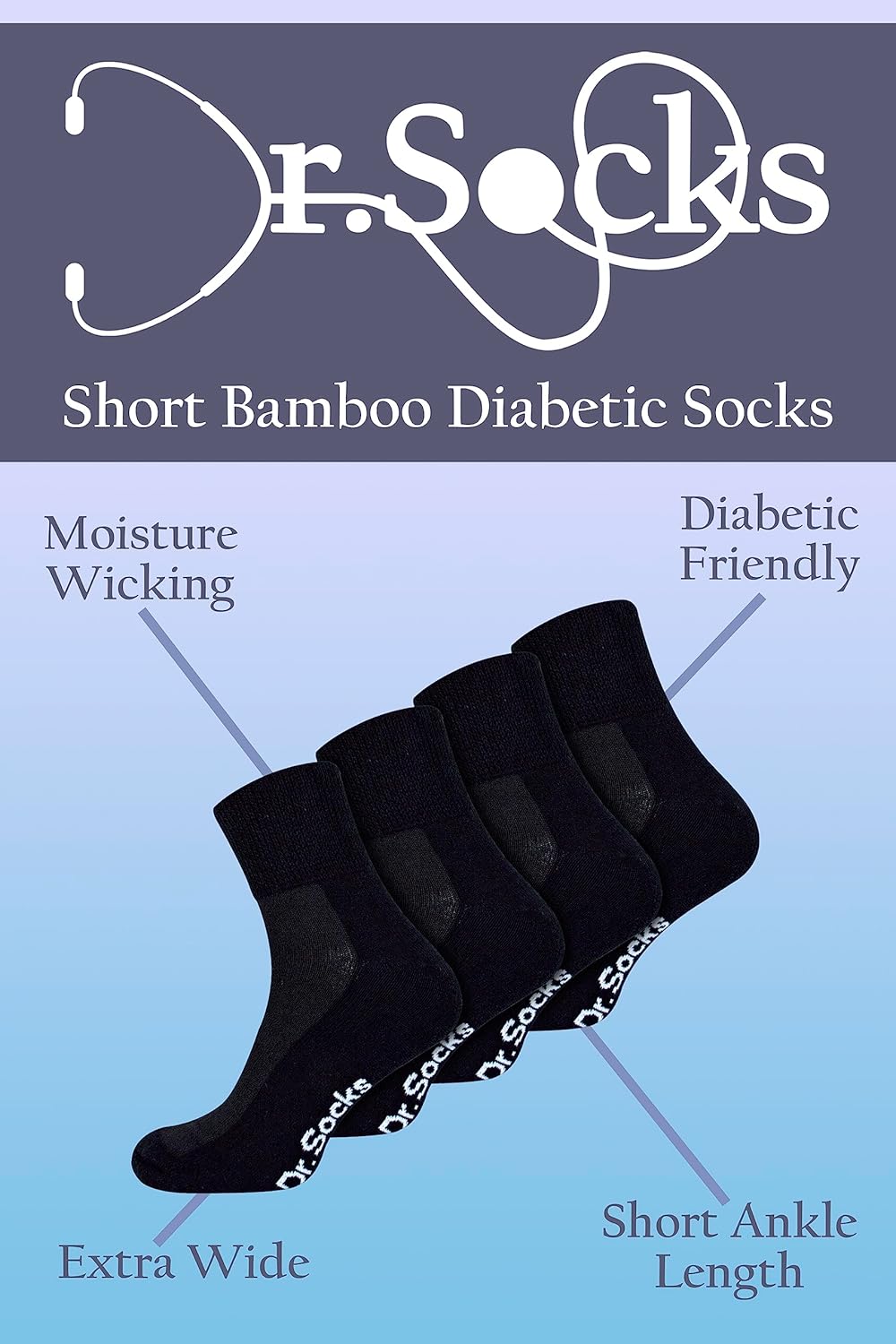 Calcetines de tobillo para diabéticos para pies hinchados, calcetines de bambú cortos extra anchos