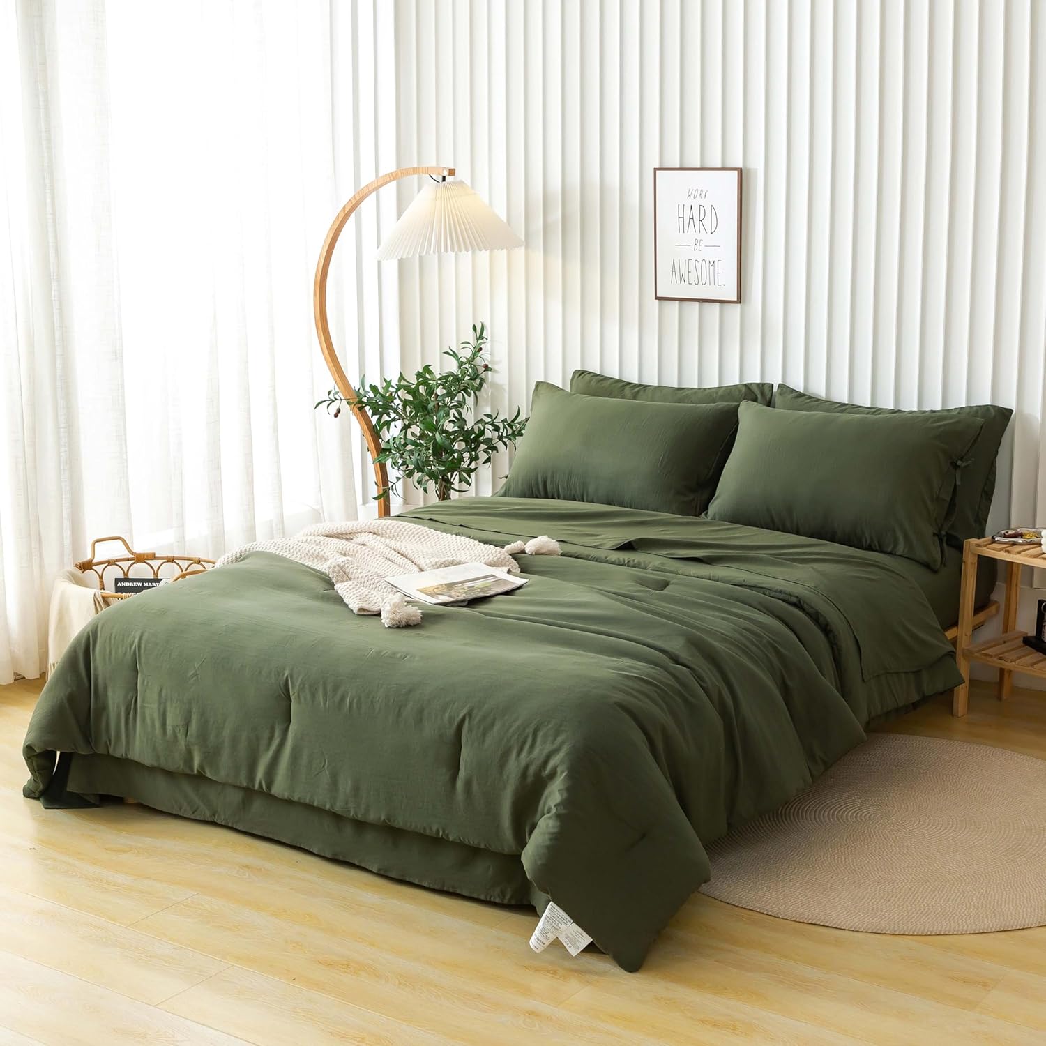 COTTEBED Juego de cama ultrasuave tamaño Queen con edredón y sábanas  Uso para todas las estaciones, ropa de cama de 7 piezas en una bolsa, juego de