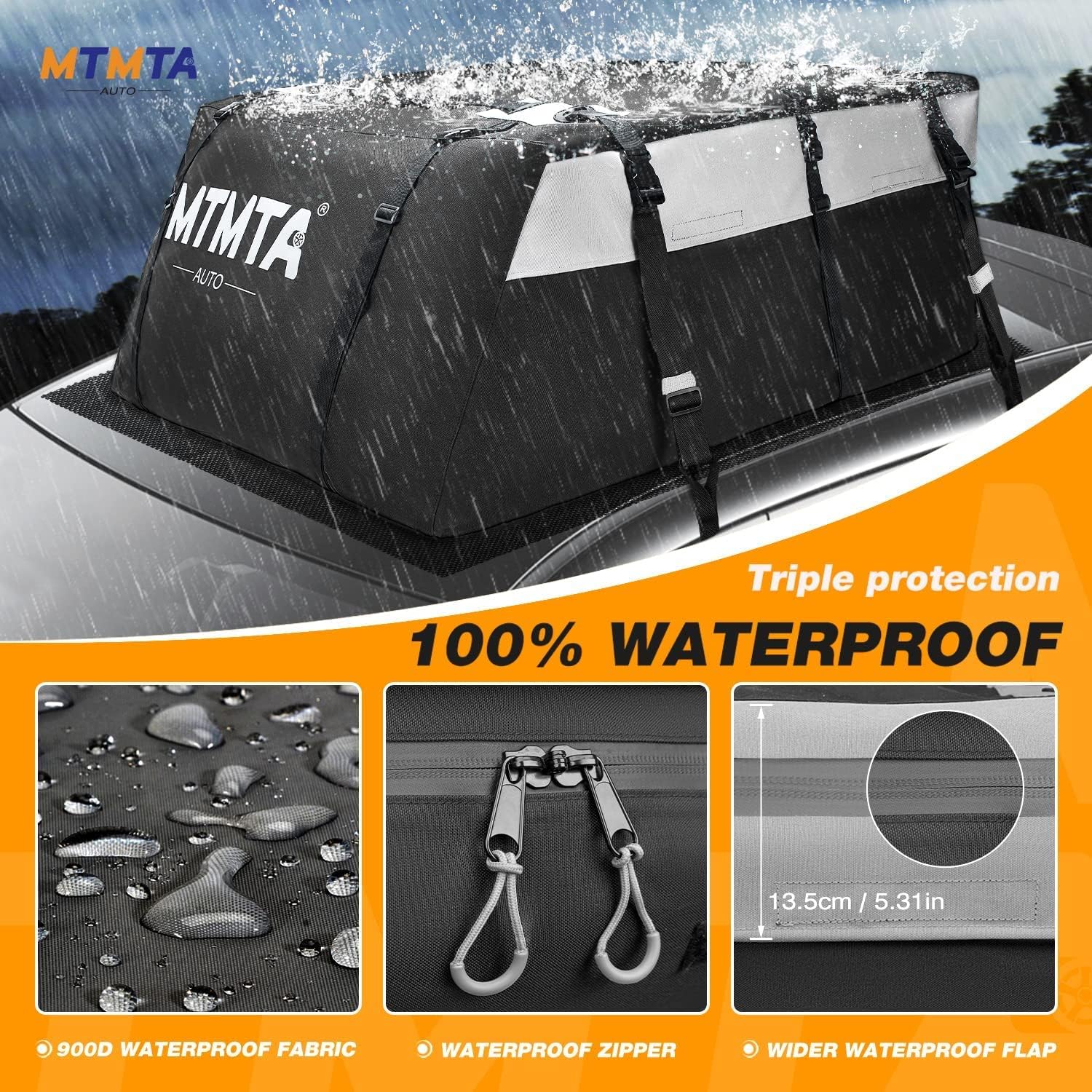MTMTA Portaequipajes para techo de automóvil, 100% impermeable, a prueba de nieve, 23 pies cúbicos, para todos los autos consin estante +