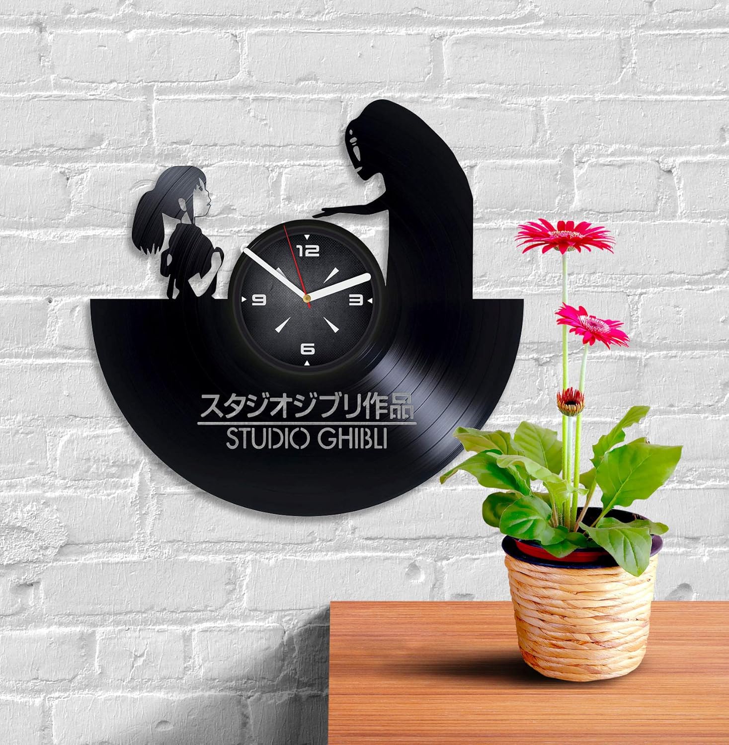 Reloj de pared de disco de vinilo sin cara. Decoración para dormitorio, sala de estar, compatible con habitación infantil temática Studio Ghibli.