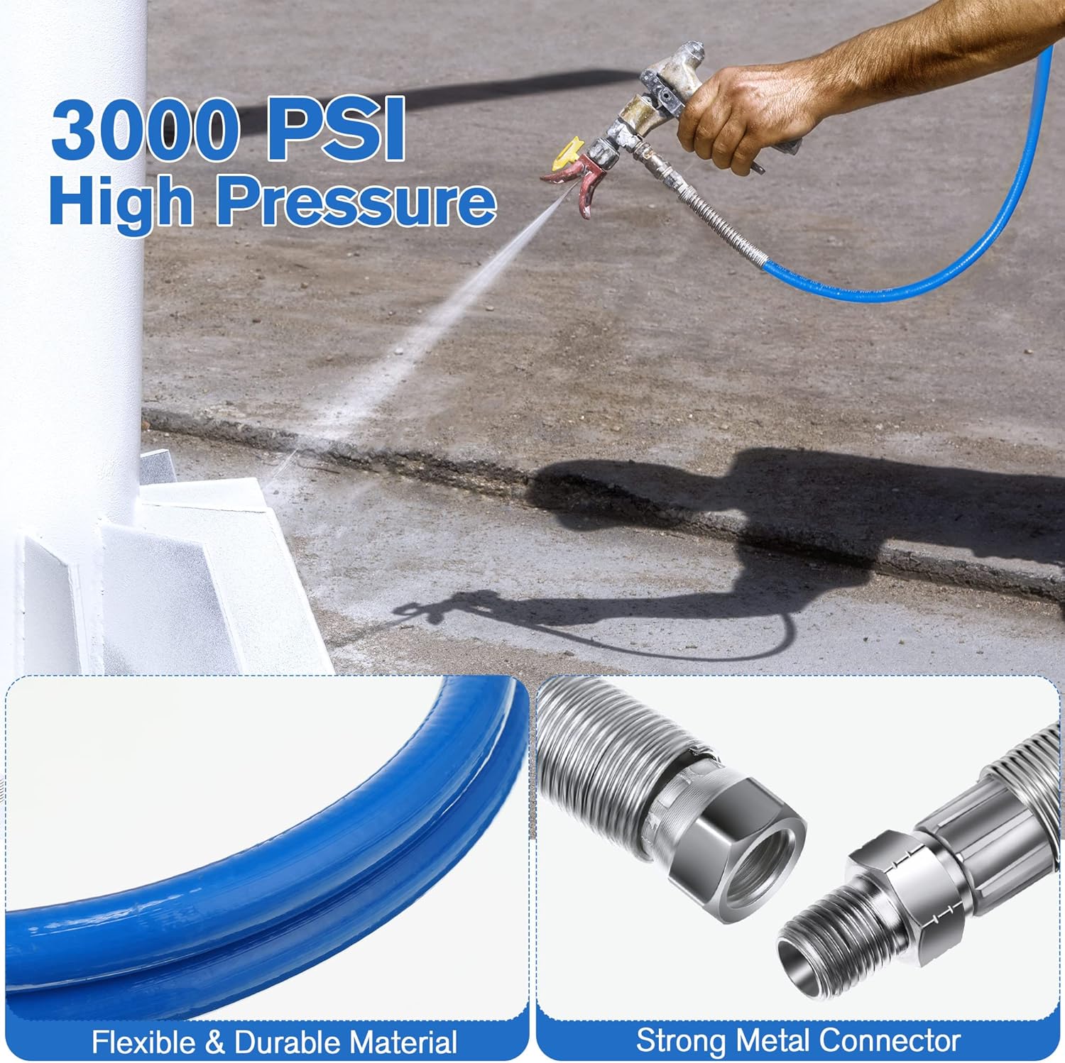 Enhon Manguera de extensión de aerosol de pintura sin aire de 4 pies compatible con Graco 247338, manguera de látigo de pintura de alta presión de
