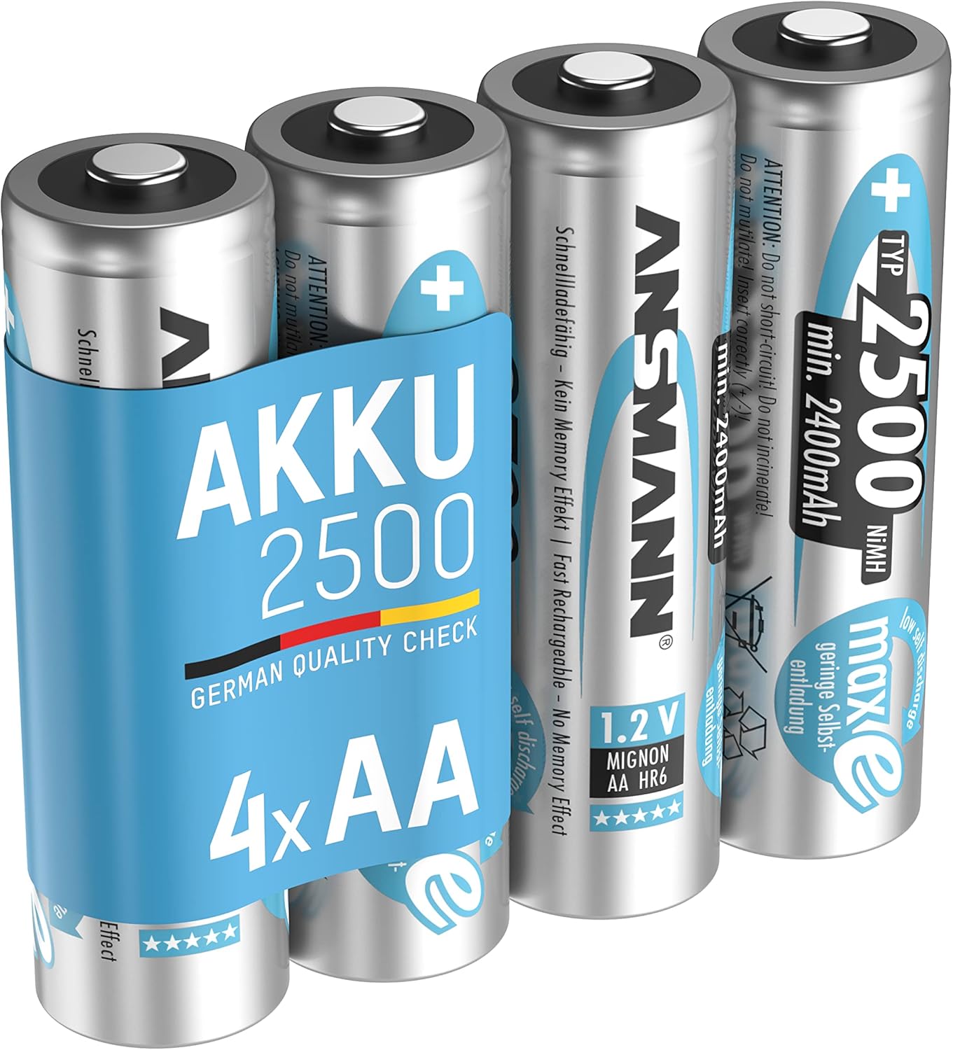 Ansmann Max E Plus AA 2500 mAh Baterías recargables de baja autodescarga 4pk