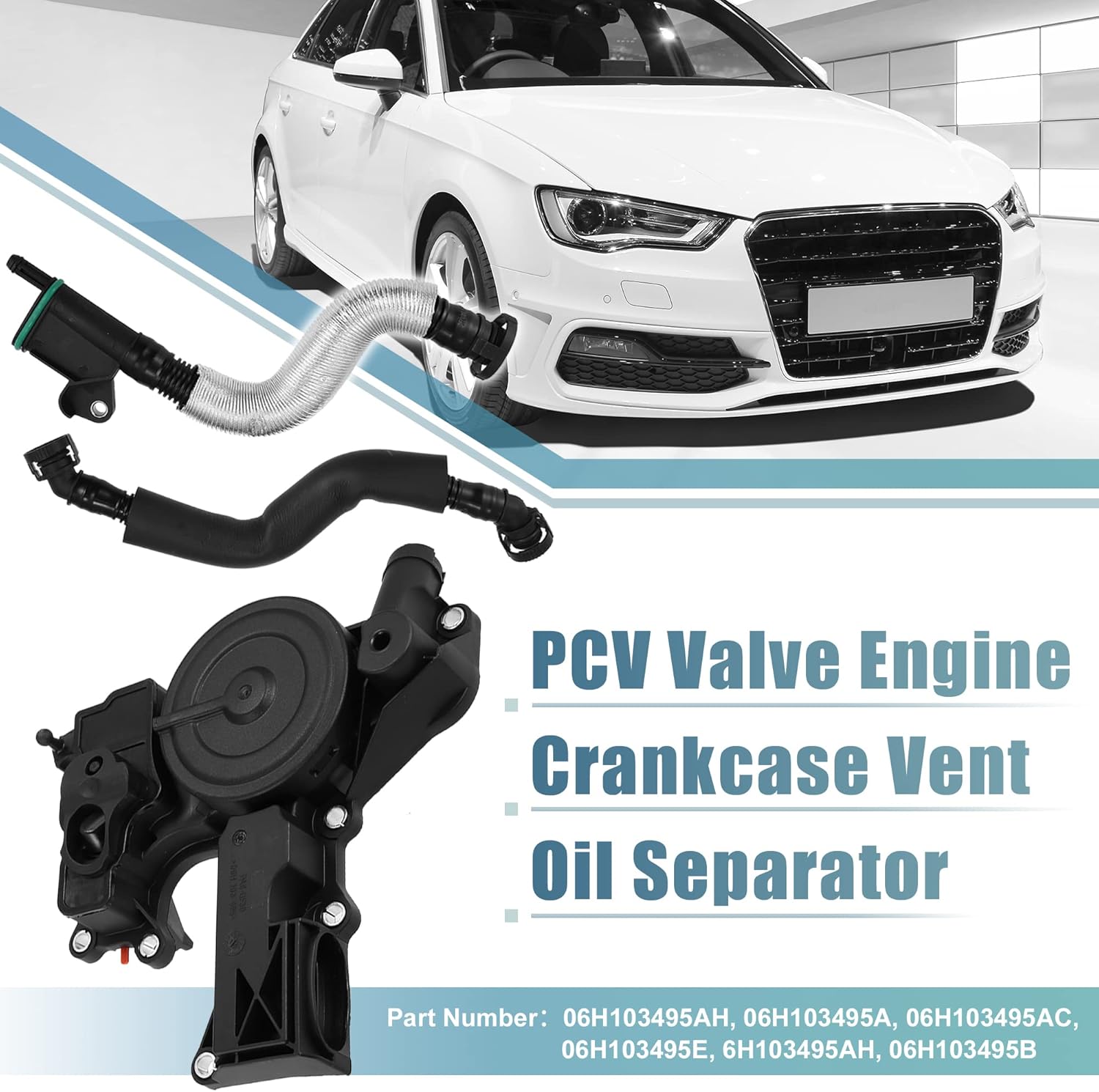 X AUTOHAUX PCV válvula motor cárter ventilación separador aceite manguera respiradero tubo kit 06H103495AH para VW Beetle CC Jetta GTI Passat Tiguan