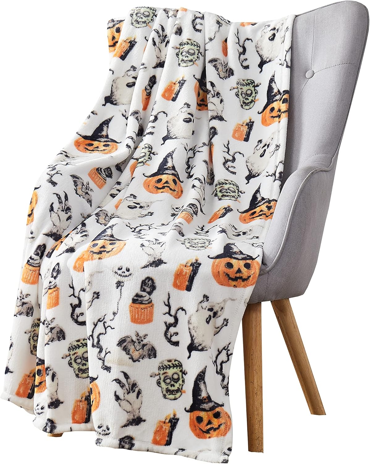 GoodGram Mantas de gran tamaño con temática chic de otoño y Halloween, ultra suaves y afelpadas, estilos surtidos (fantasmas espeluznantes)