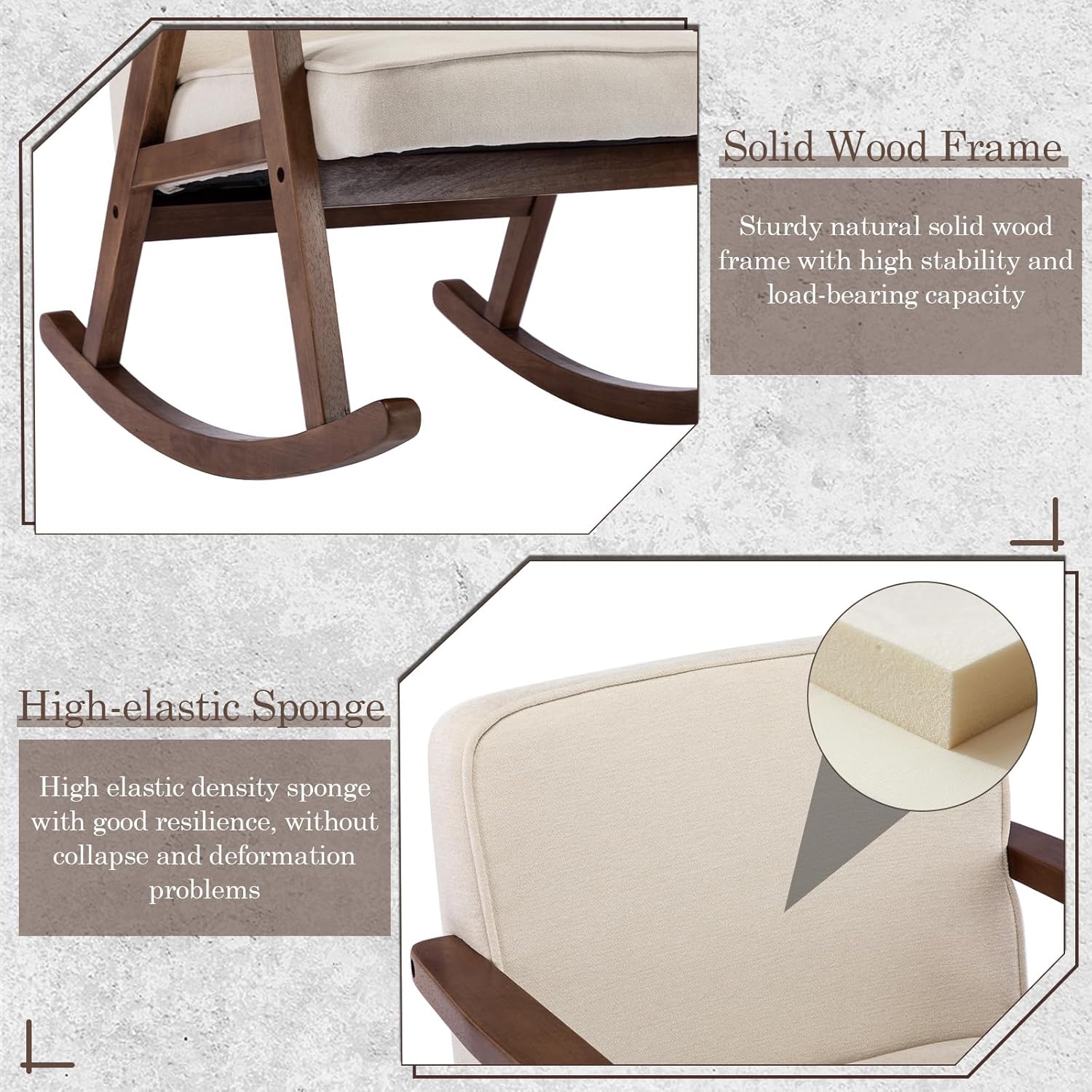 Mecedora, sillas decorativas modernas de mediados de siglo, cómoda silla tapizada con brazo deslizante con madera maciza para sala de estar,