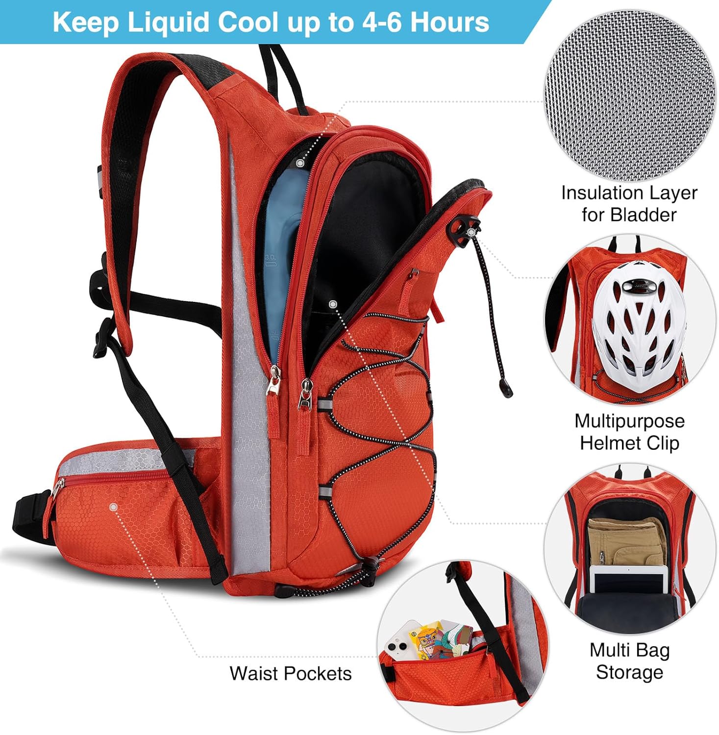 Mochila de hidratación de 3 litros, mochila de agua aislada, mochila de senderismo con vejiga de agua, mochila de vejiga de agua para senderismo,