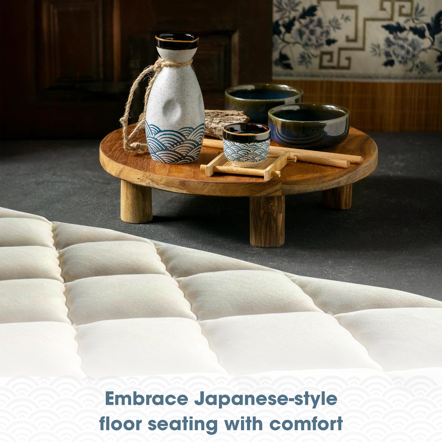 Foamma Colchón japonés para suelo, tamaño individual XL, 38 x 80 pulgadas, cubrecolchón de futón enrollable con funda acolchada 100% orgánica suave,