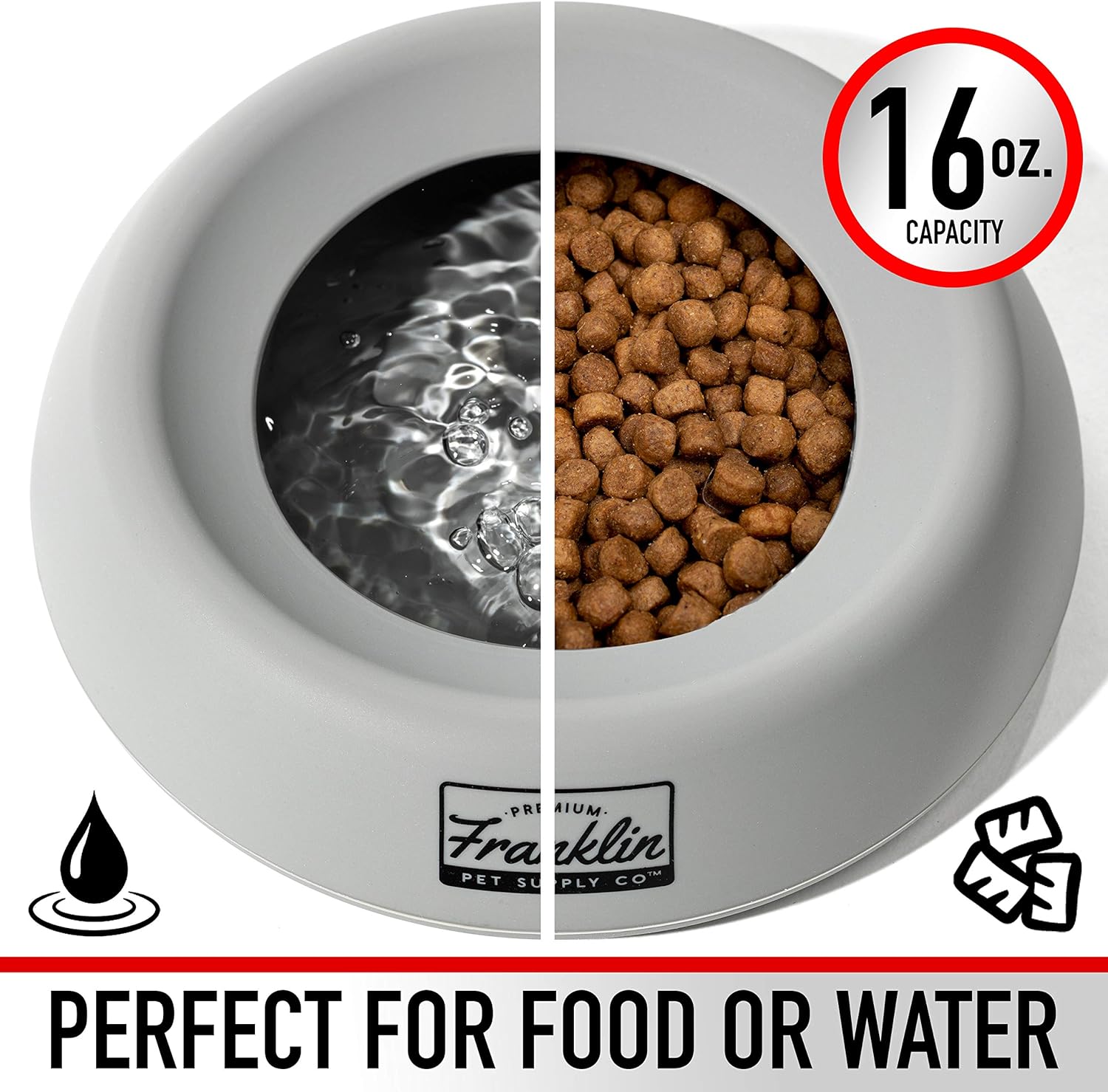 SportPet Designs – Cuenco grande para mascotas a prueba de derrames, para perros y gatos, plato portátil para mascotas para perros + gatos, cuenco