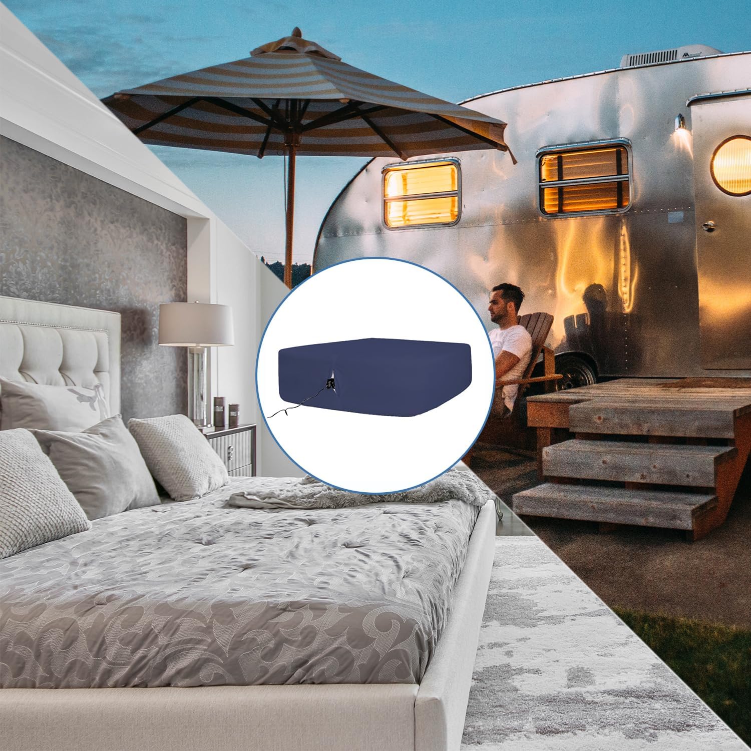 Bedecor Sábanas de cama de aire para funda de colchón, cama extraíble y banda elástica, súper suaves, transpirables y profundas de hasta 21