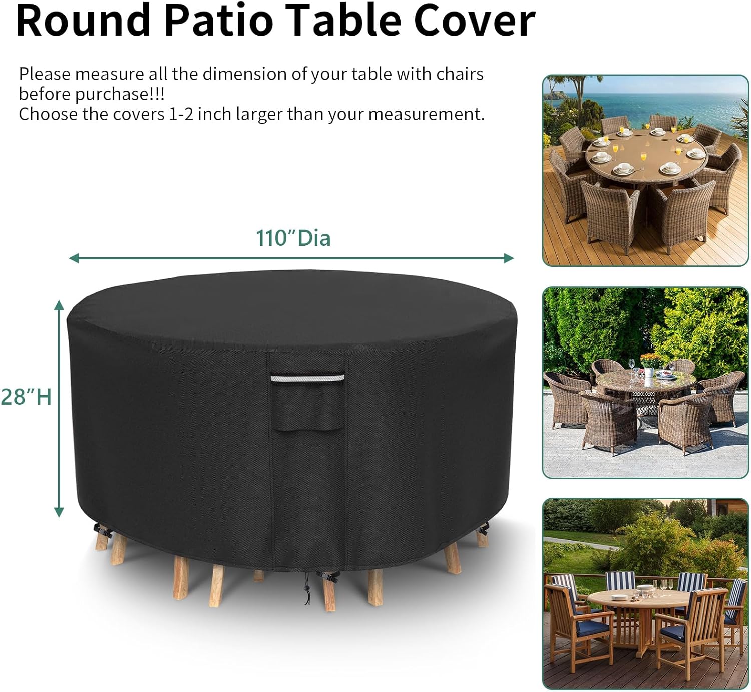 Fundas para muebles de patio, funda impermeable para muebles de exterior, fundas redondas 500D, protección para todo tipo de clima, juego de muebles