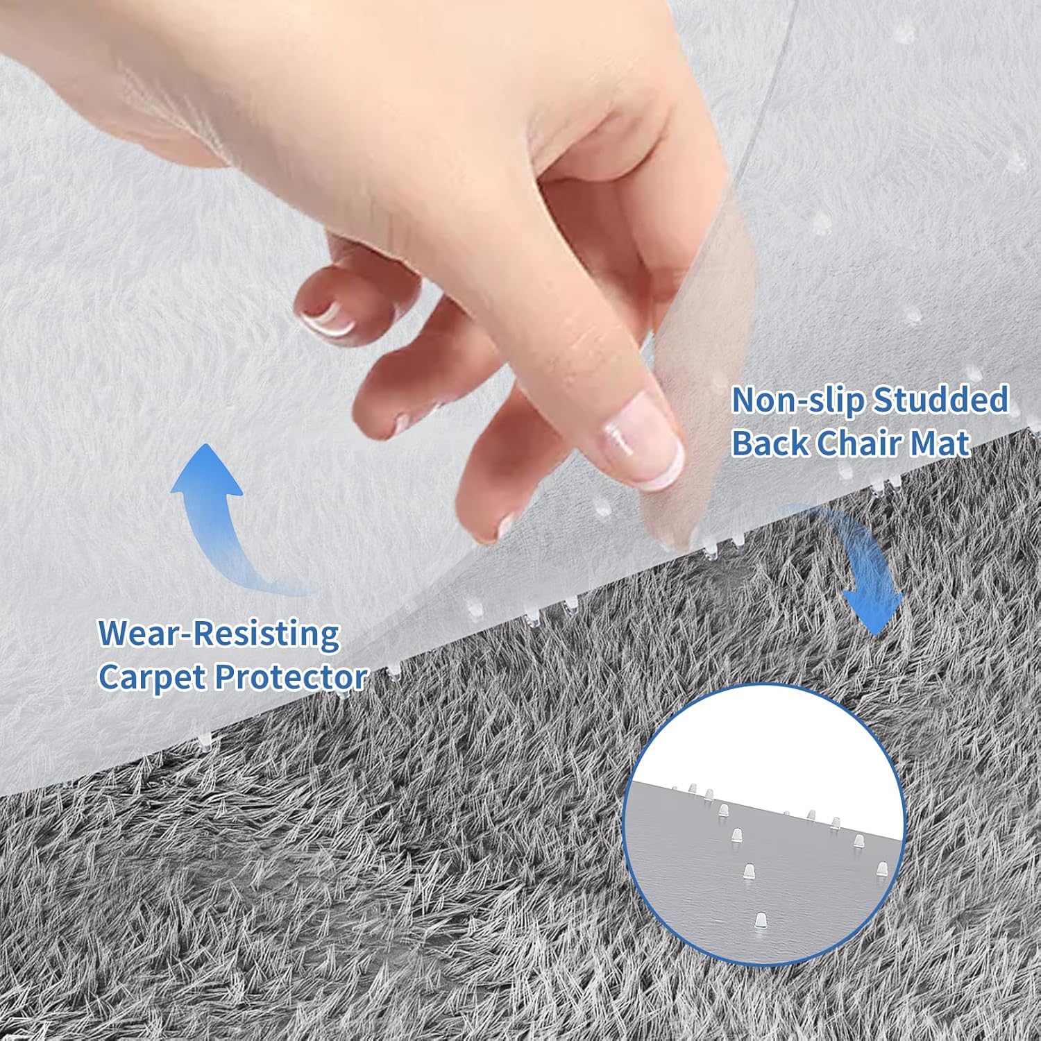 WASJOYE Tapete para silla de escritorio para alfombra, 36 x 48 pulgadas, rectangular, transparente, para computadora del hogar, silla rodante, con