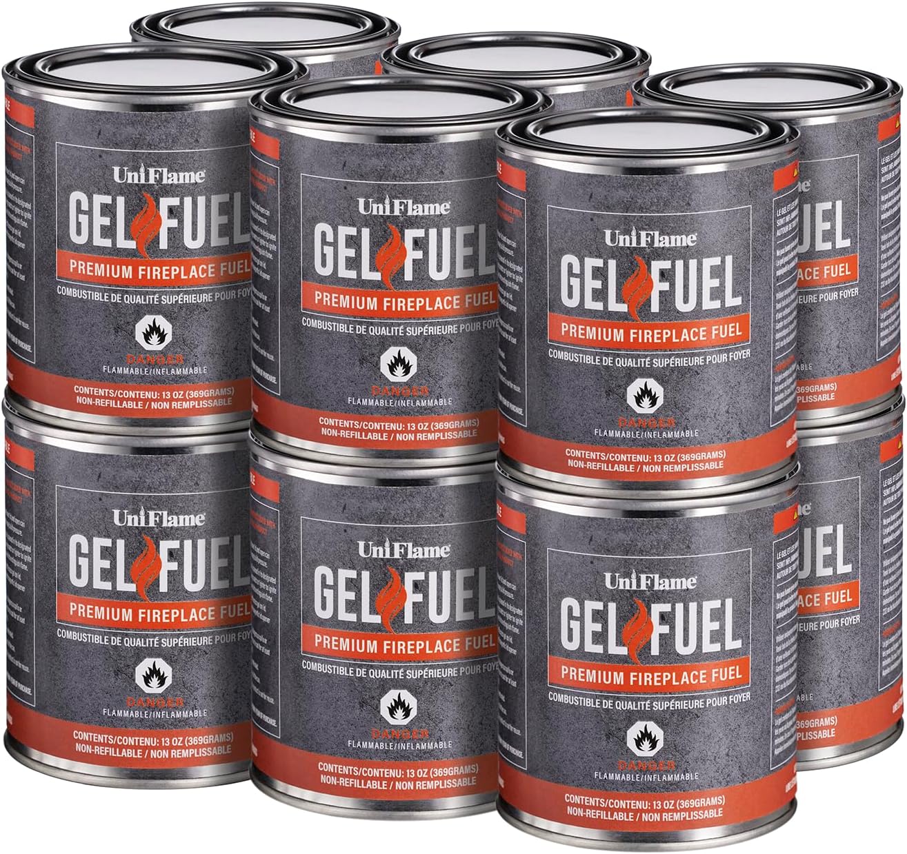 UniFlame – Combustible de gel, combustible premium para chimenea (paquete de 12)  12 latas de 13 onzas