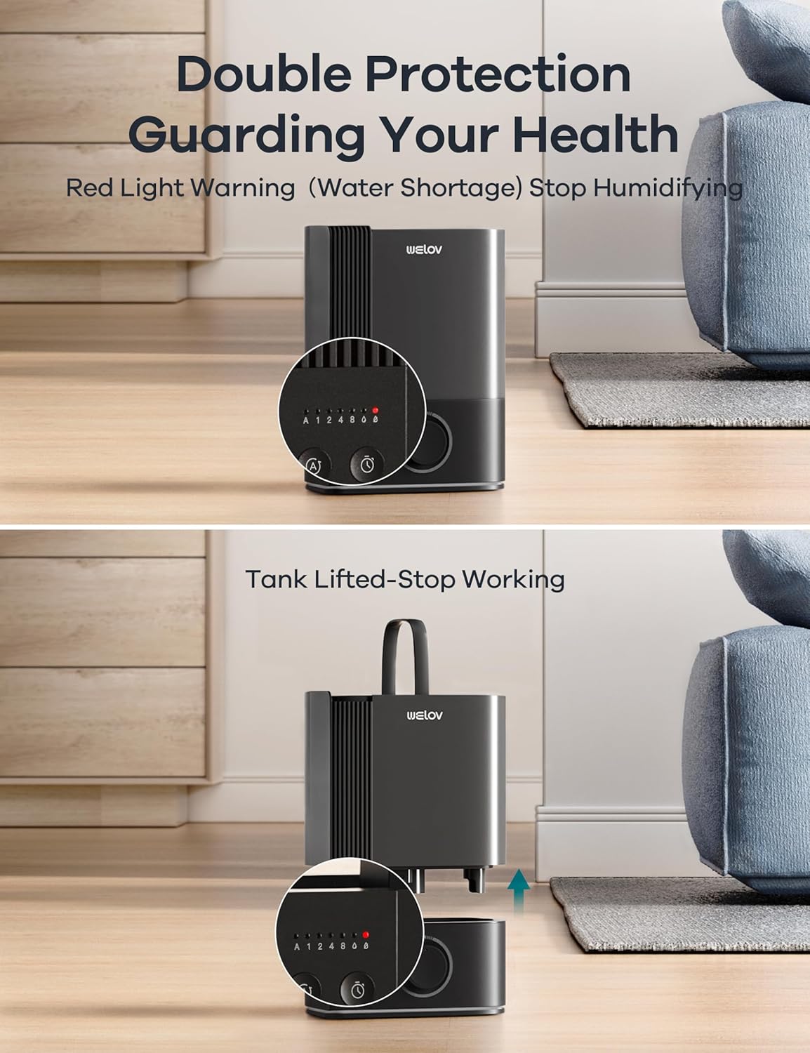 WELOV Humidificadores de 6L para habitaciones grandes, humidificadores de niebla fría de llenado superior para dormitorio, hogar, oficina, bebé y