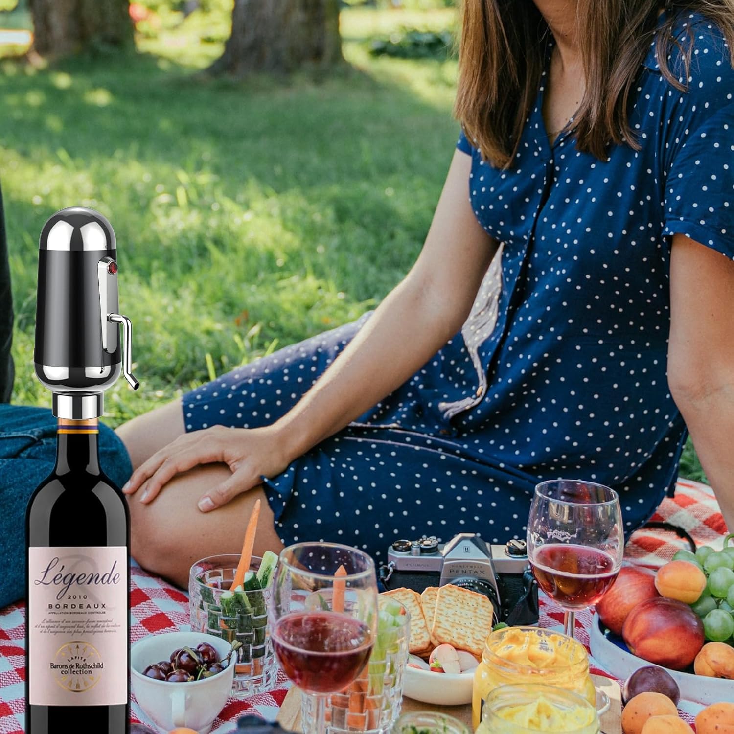 ADWSET – Aireador de vino, decantador eléctrico de vino mejorado, aireador de aire de vino, dispensador de vino con boquilla para entusiastas