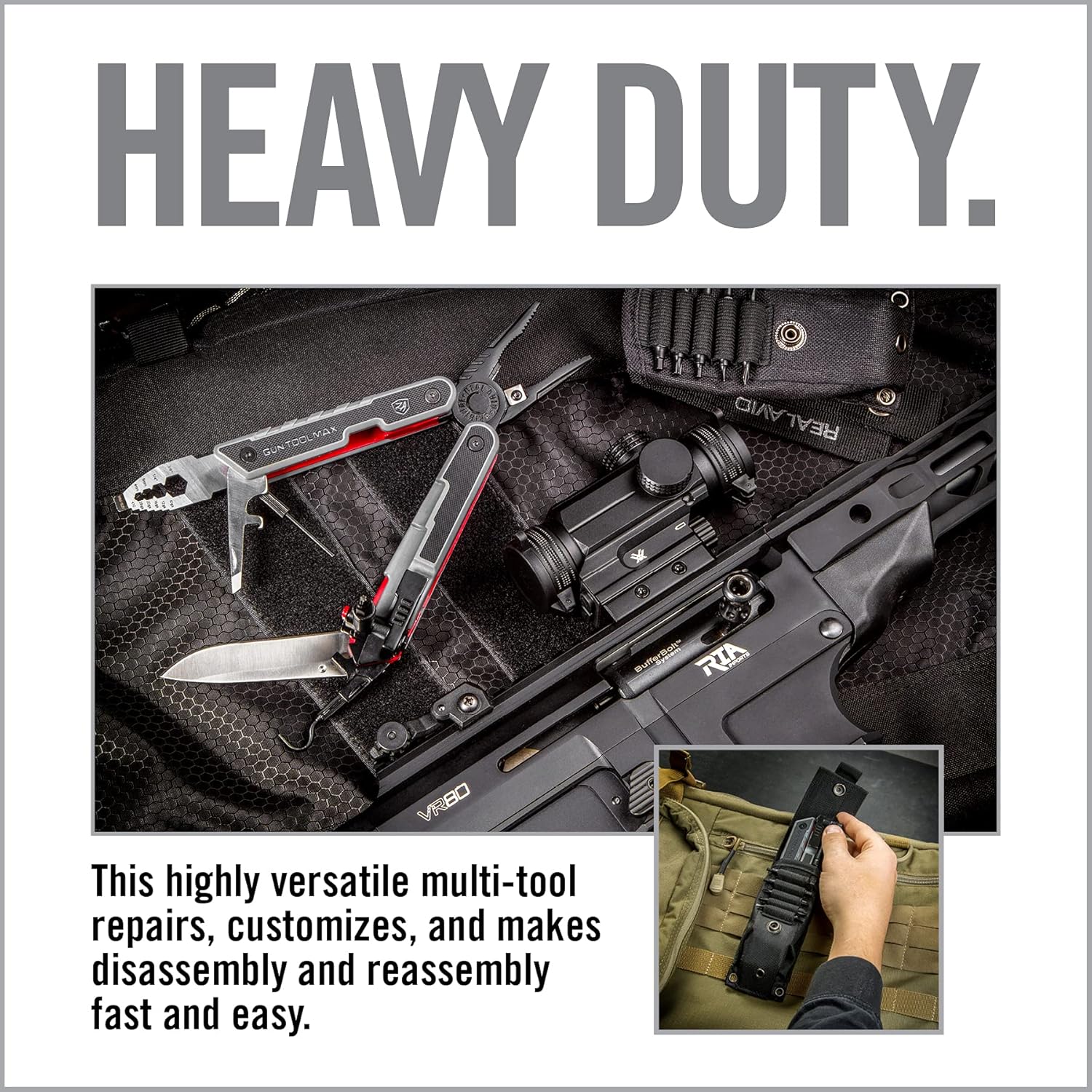 Real Avid Gun Tool Max, multiherramienta 37 en 1 para armería, incluye alicates, cortadores de alambre, hoja de cuchillo, llave de estrangulador