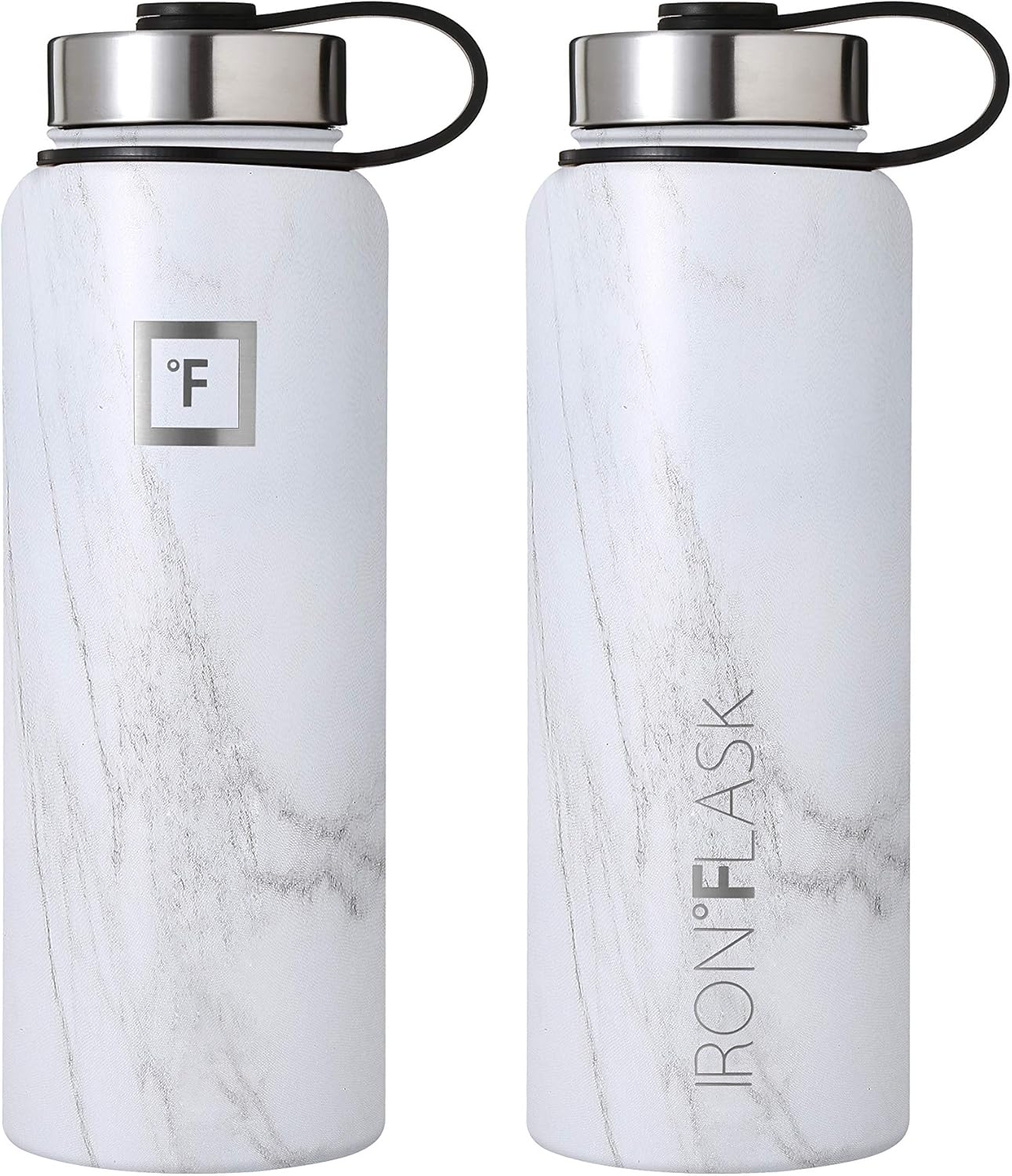 IRON FLASK – Botella deportiva de 14, 18, 22, 32, 40, 64 o 128 onzas, 3 tapas (boquilla), acero inoxidable aislado al vacío, doble pared moderna,