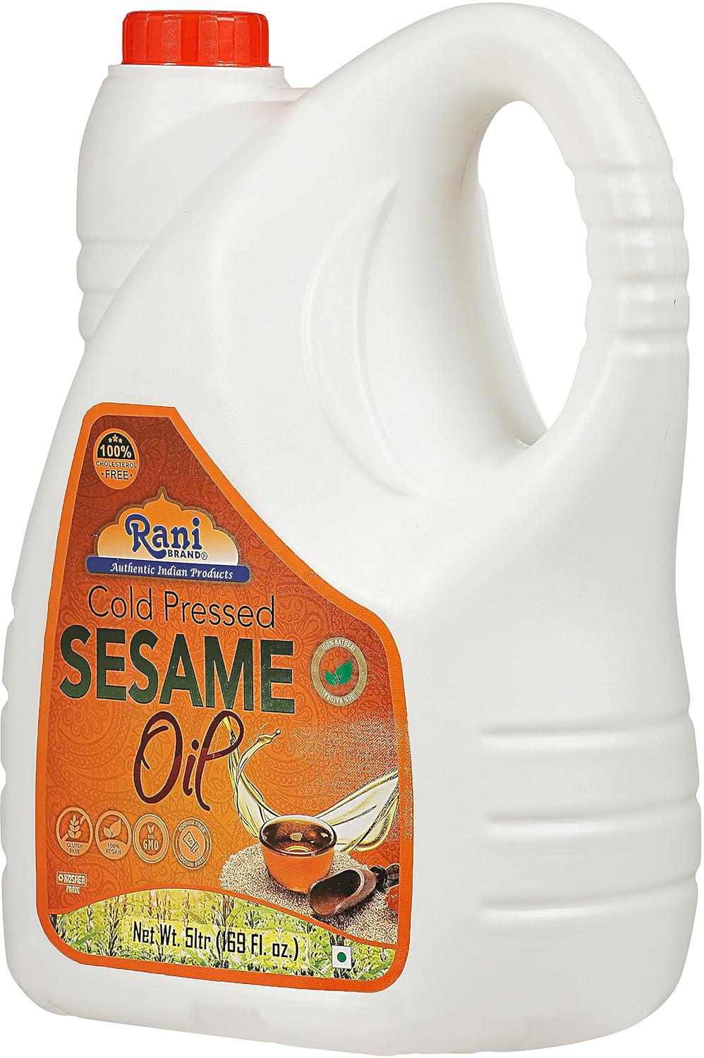 Rani Aceite de sésamo 169 onzas (5 litros) prensado en frío  100% natural  Sin OMG  Kosher  Vegano  Sin gluten