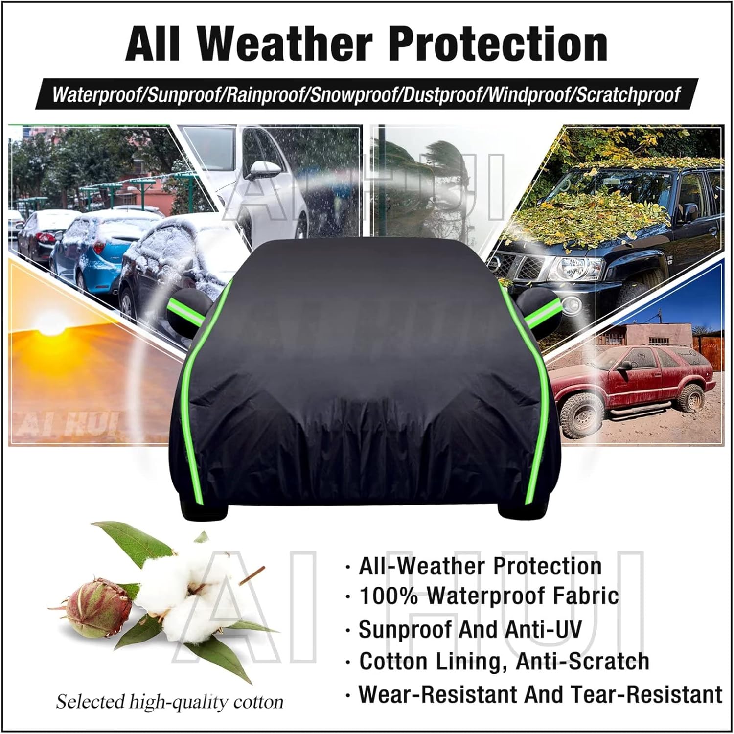 AI HUI – Funda impermeable para automóvil, compatible con Ford Shelby Cobra, cubierta impermeable para todo tipo de clima, 100% impermeable, para