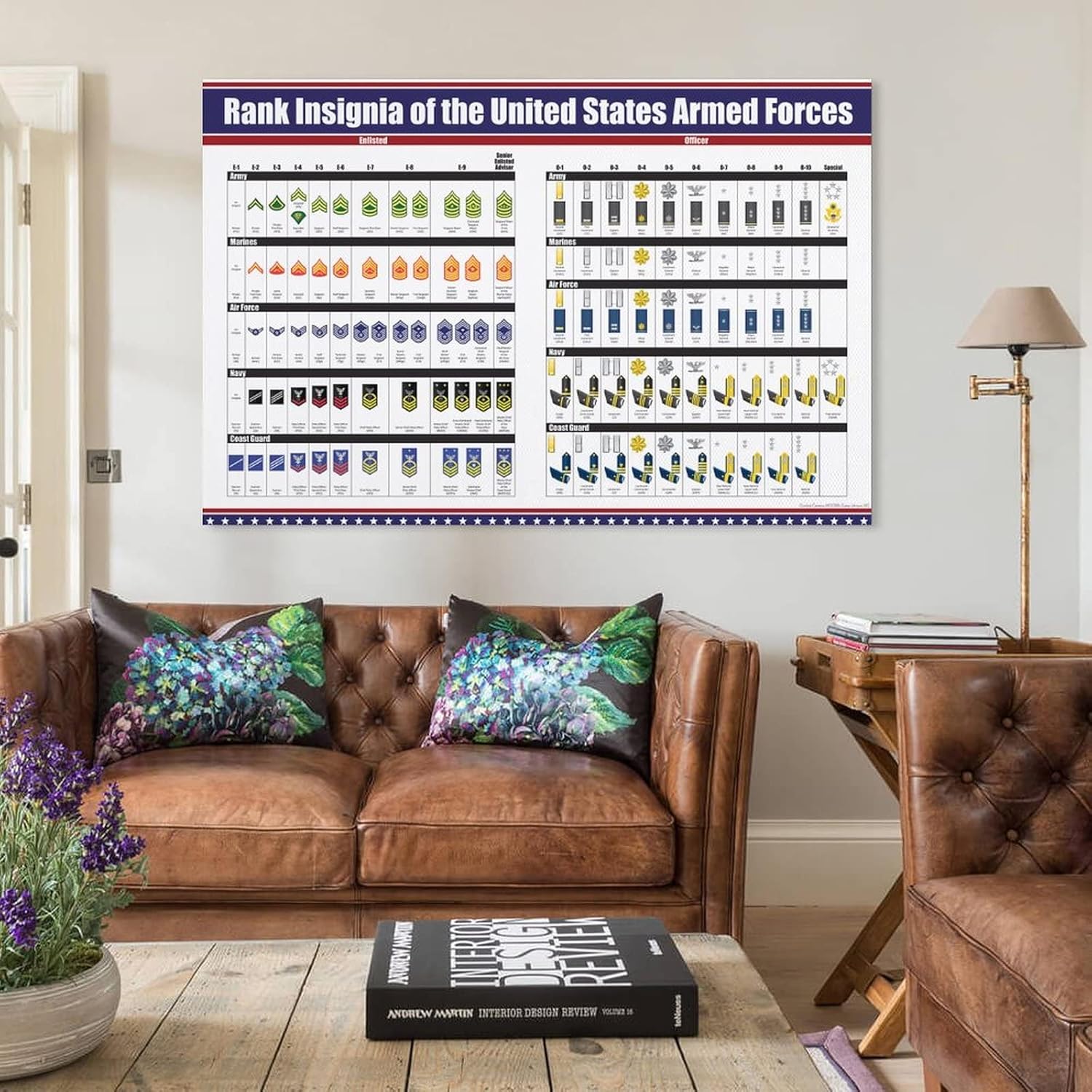 Póster de rango militar de Estados Unidos, póster de insignia de soldado y oficial estadounidense, ejército, cuerpo de marina, fuerza aérea,