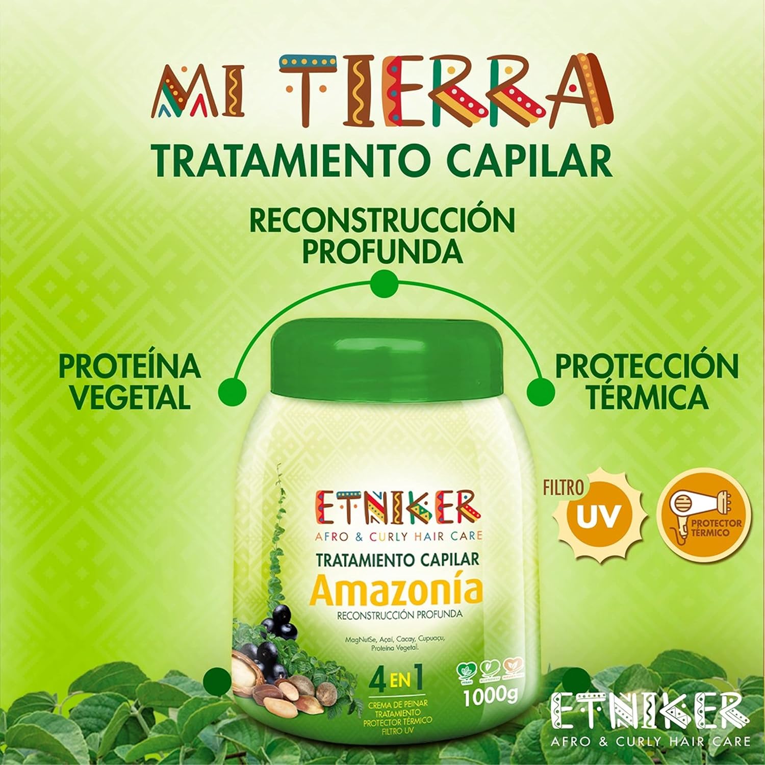 Etniker Tiendaia Kit – Máscara de acondicionamiento profundo con nuez de magdalena, cacay, acai, cupuaçu y proteína + champú nutritivo  hidratación,