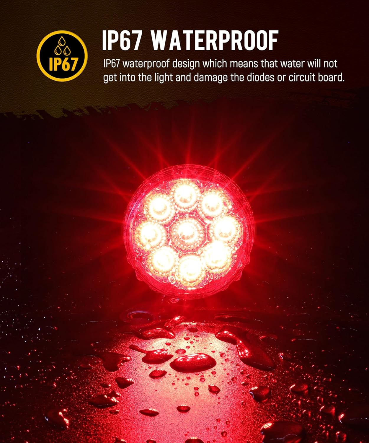 Partsam 2 luces de doble revolución de 2 pulgadas, 9 LED de marcador rojo a luces auxiliares azules, luces de liquidación con coletas de alambre