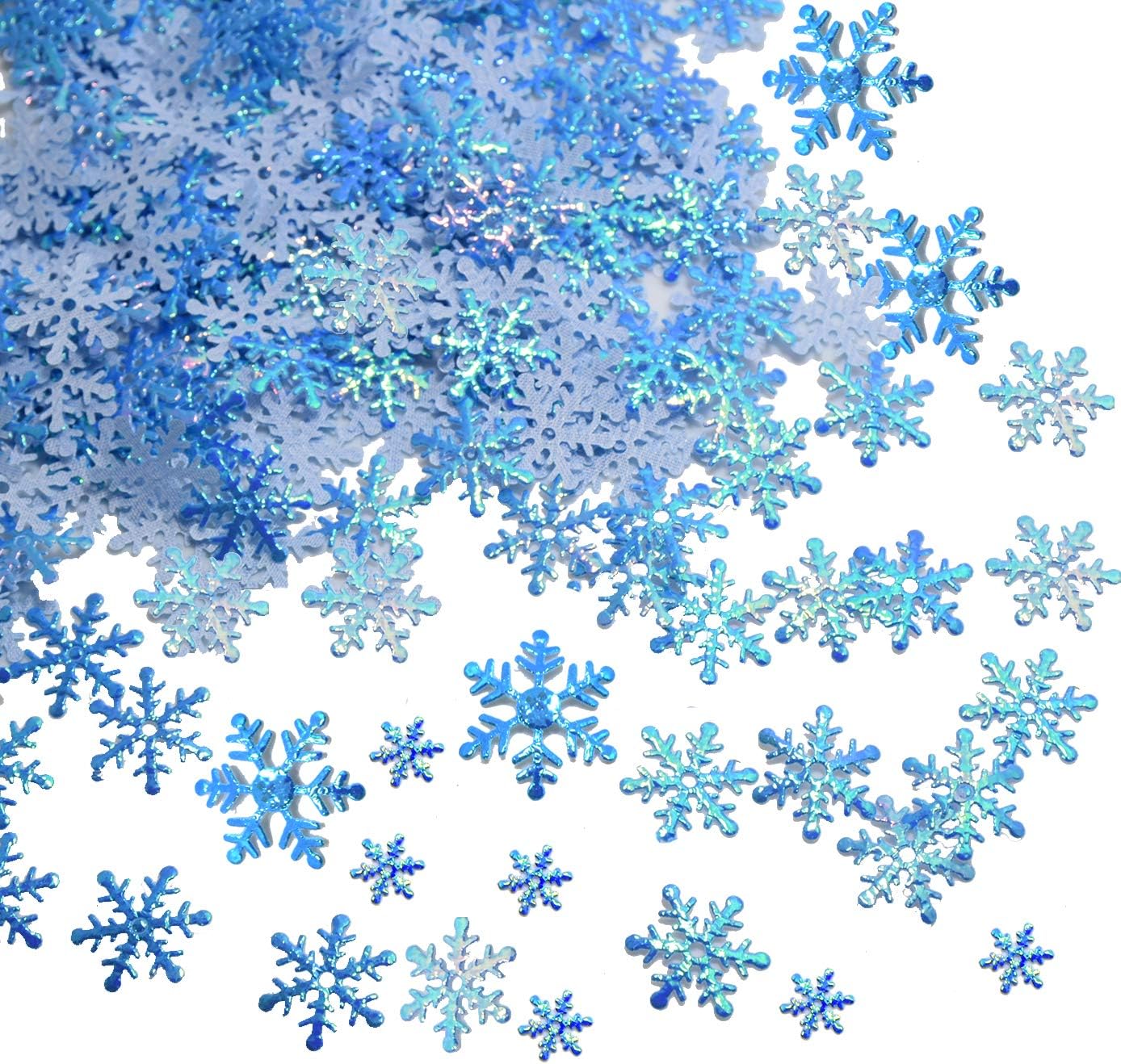 750 piezas de confeti de copos de nieve para Navidad, país de las maravillas de invierno, fiesta congelada, color azul con acabado iridiscente