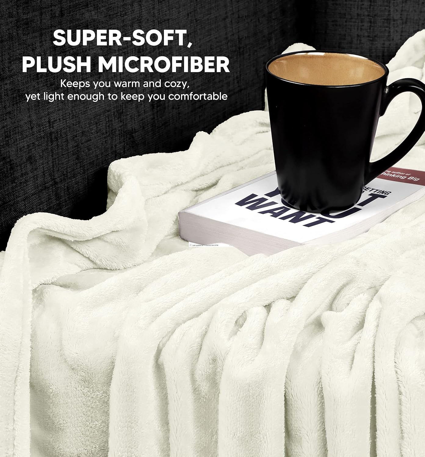 Utopia Bedding Manta de forro polar, tamaño individual, color marfil, de 10.58 ozm, de lujo, mullida, suave y antiestática de microfibra (90 x 66