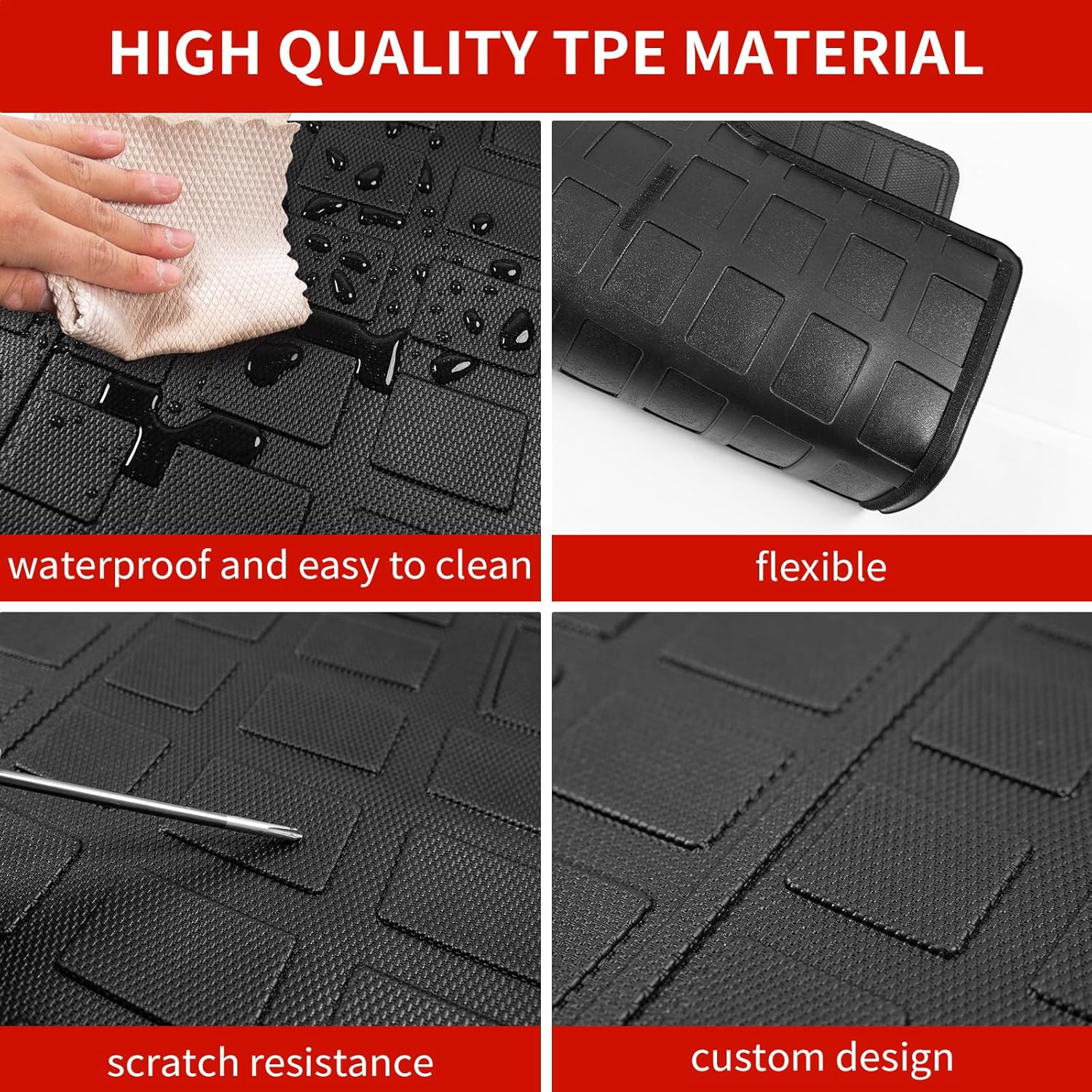 Thinzyou Tapete de carga compatible con Hyundai Santa Fe 2021-2023 de 5 asientos, tapete de carga para maletero de elastómero termoplástico,