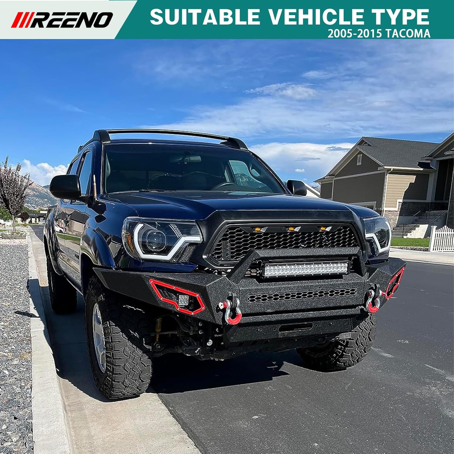 Parachoques delantero apto para Toyota Tacoma 2005-2015 (2. generación) negro de textura fina