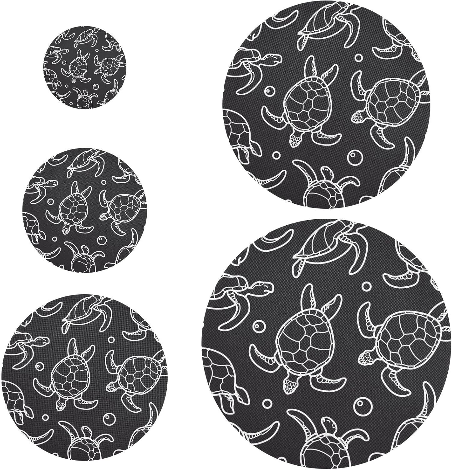 Turtles 5PCS Reusable Elastic Bowl Covers for Food Storage Stretch Cloth Fabric Lids with 5 Different Sizes Waterproof Bowl Covers for Food Fruits