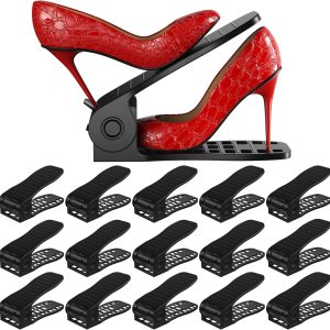 Neprock Organizador de zapatos para armario, paquete de 16 apiladores gruesos de zapatos, ahorro de espacio, soporte para zapatos de doble Neprock Organizador de zapatos para armario, paquete de 16 apiladores gruesos de zapatos, ahorro de espacio, soporte para zapatos de doble