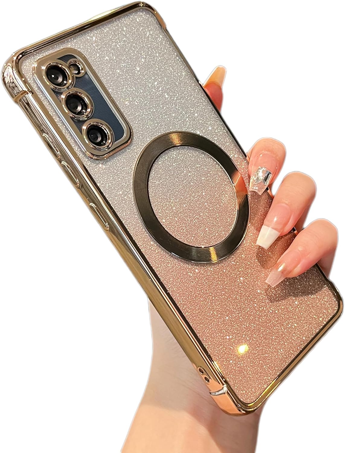 ZTOFERA Funda magnética para Samsung Galacxy S20 FE 5G con purpurina degradada, compatible con MagSafe Funda protectora de TPU chapada de lujo para