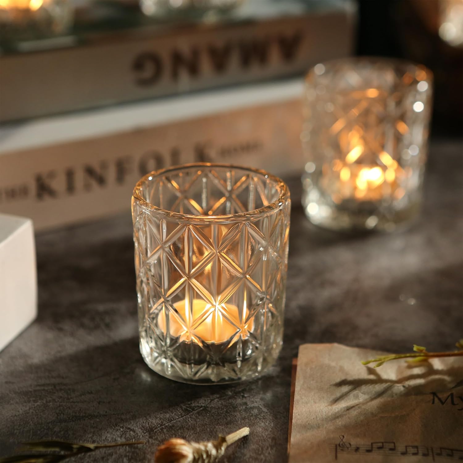 24 portavelas votivas transparentes para centros de mesa de boda, portavelas de vidrio a granel para centros de mesa, candelabros de velas de té