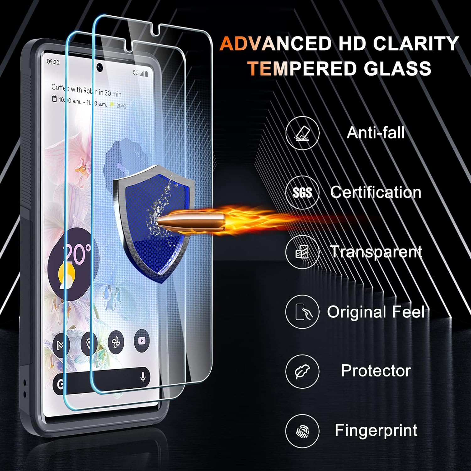 Janmitta Funda para Google Pixel 7 con protector de pantalla 2 unidades + protector de lente de cámara 2 paquetes, funda protectora de cuerpo