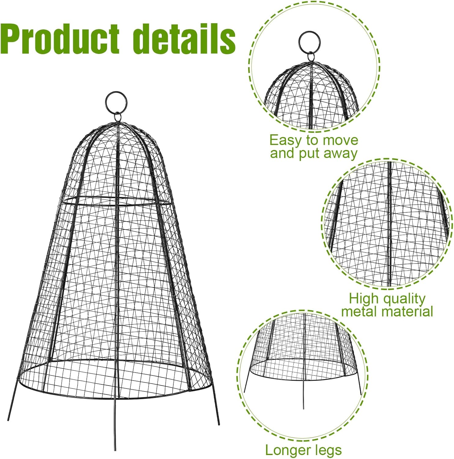 Paquete de 8 Cloche de alambre de pollo de jardín de 12 x 20 pulgadas, alambre de metal, protector de plantas de alambre grande, jaulas de tomate,