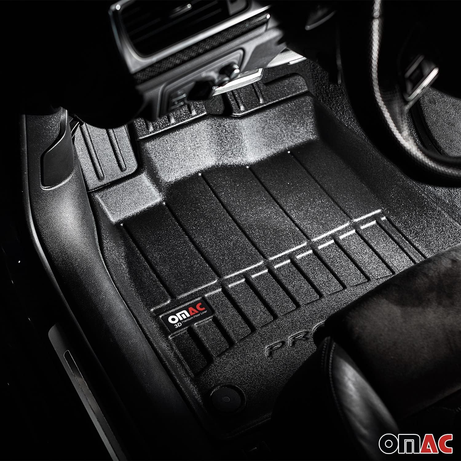 OMAC Alfombrillas prémium para Dodge Grand Caravan 2008 a 2020, juego de revestimientos moldeados 3D delanteros y traseros, protector para todo tipo
