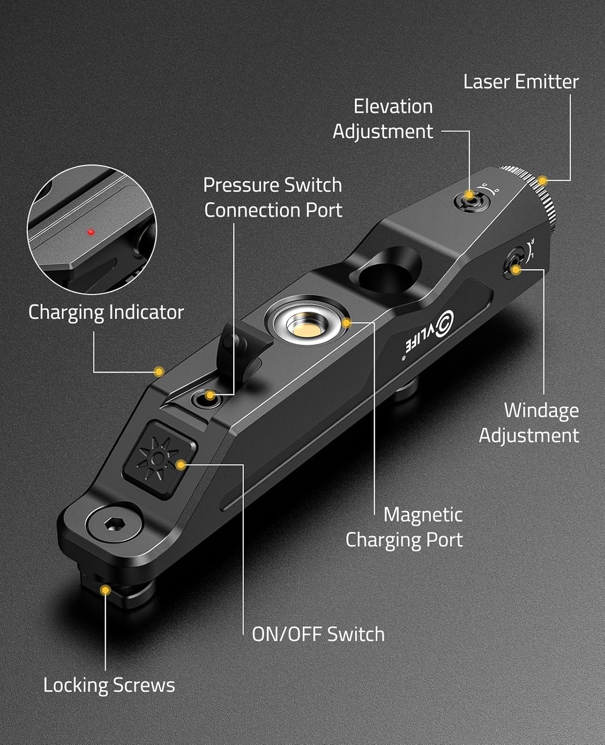 CVLIFE Mira láser verde compatible con riel M-Lok Picatinny, mira láser táctica con batería recargable magnética para rifle, capacidad