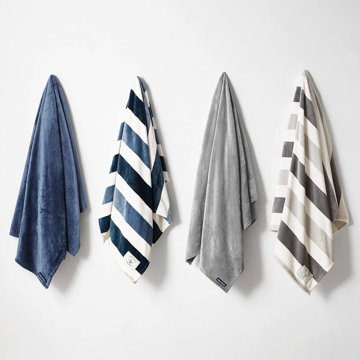 Nautica – Manta individual, ropa de cama de forro polar de felpa súper suave, decoración cálida y acogedora para el hogar (gris sólido, individual)